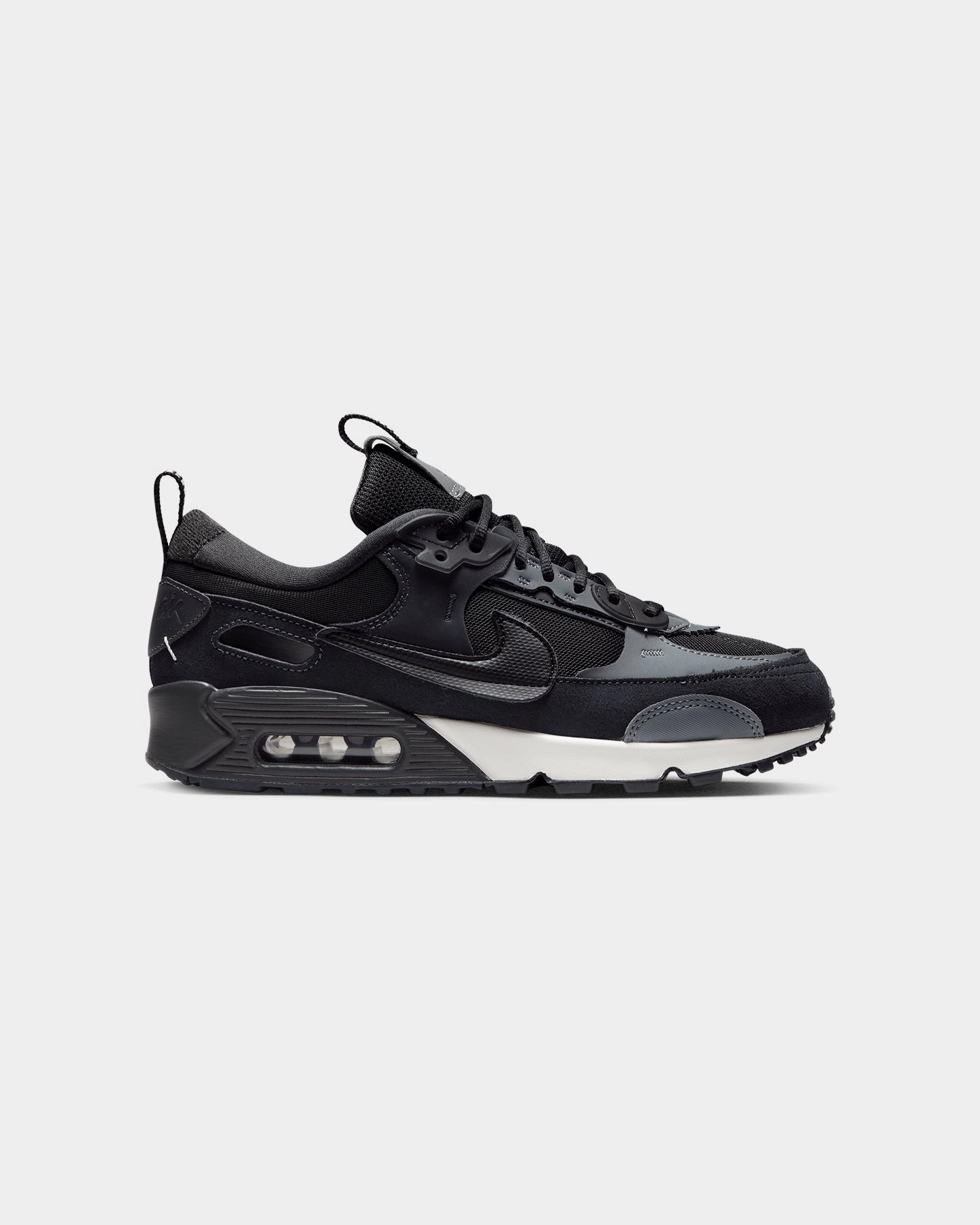 Abrasion Resistant Stitching Abrasion Shield Toe Nike Women's Air Max 90 Futura Black/Black-Iron Grey