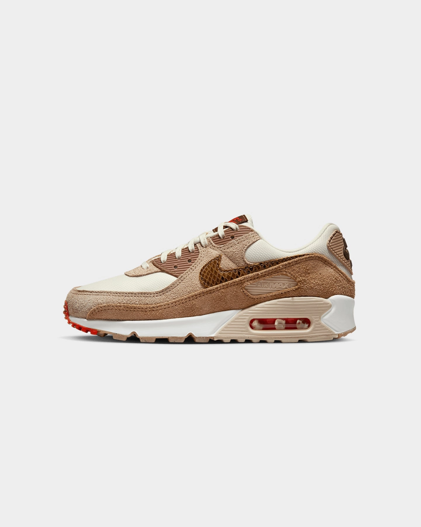 Nike Women's Air Max 90 SE Pale Ivory/Picante Red-Summit White All-Weather Comfort athletic chic