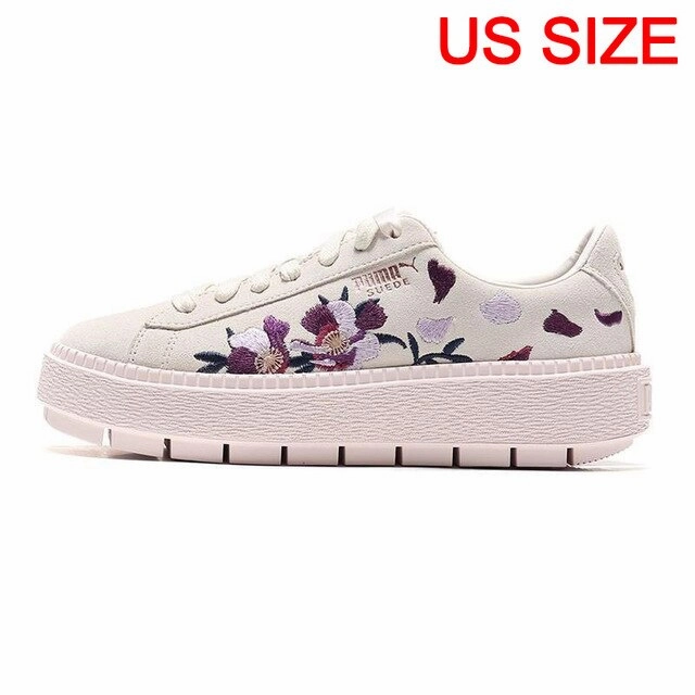 Original New Arrival 2018 PUMA Platform Trace Flowery Women's Skateboarding Shoes Sneakers Molded Foam PU midsole