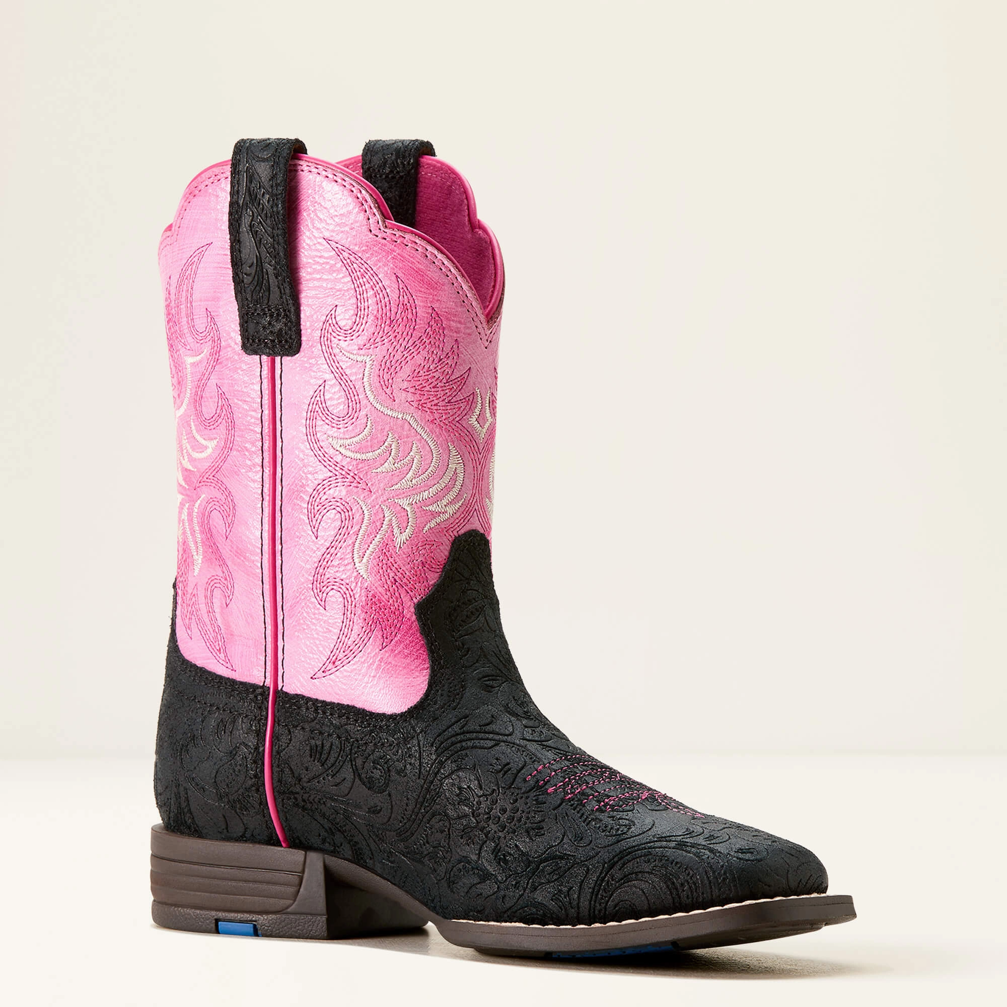 ARIAT KIDS' Style No. 10053622 Outrider BLACK FLORAL EMBOSS|PAINTED PEONY Crisp Lines Smooth Style