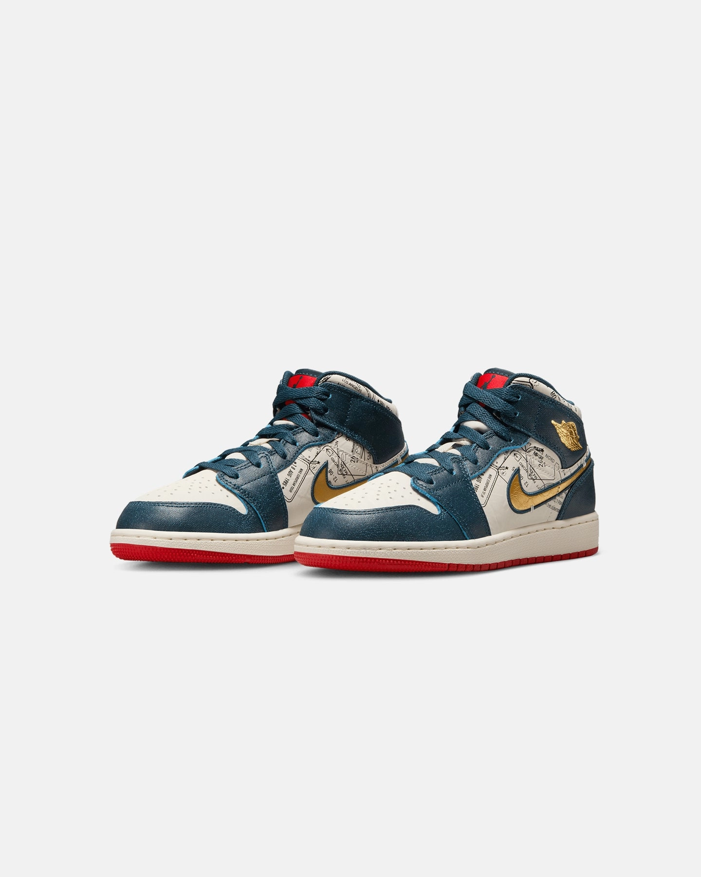 Walk Commute Impact Diffusing Design Jordan Kids' Air Jordan 1 Mid SE "Take Flight" (GS) Armoury Navy/Metallic Gold