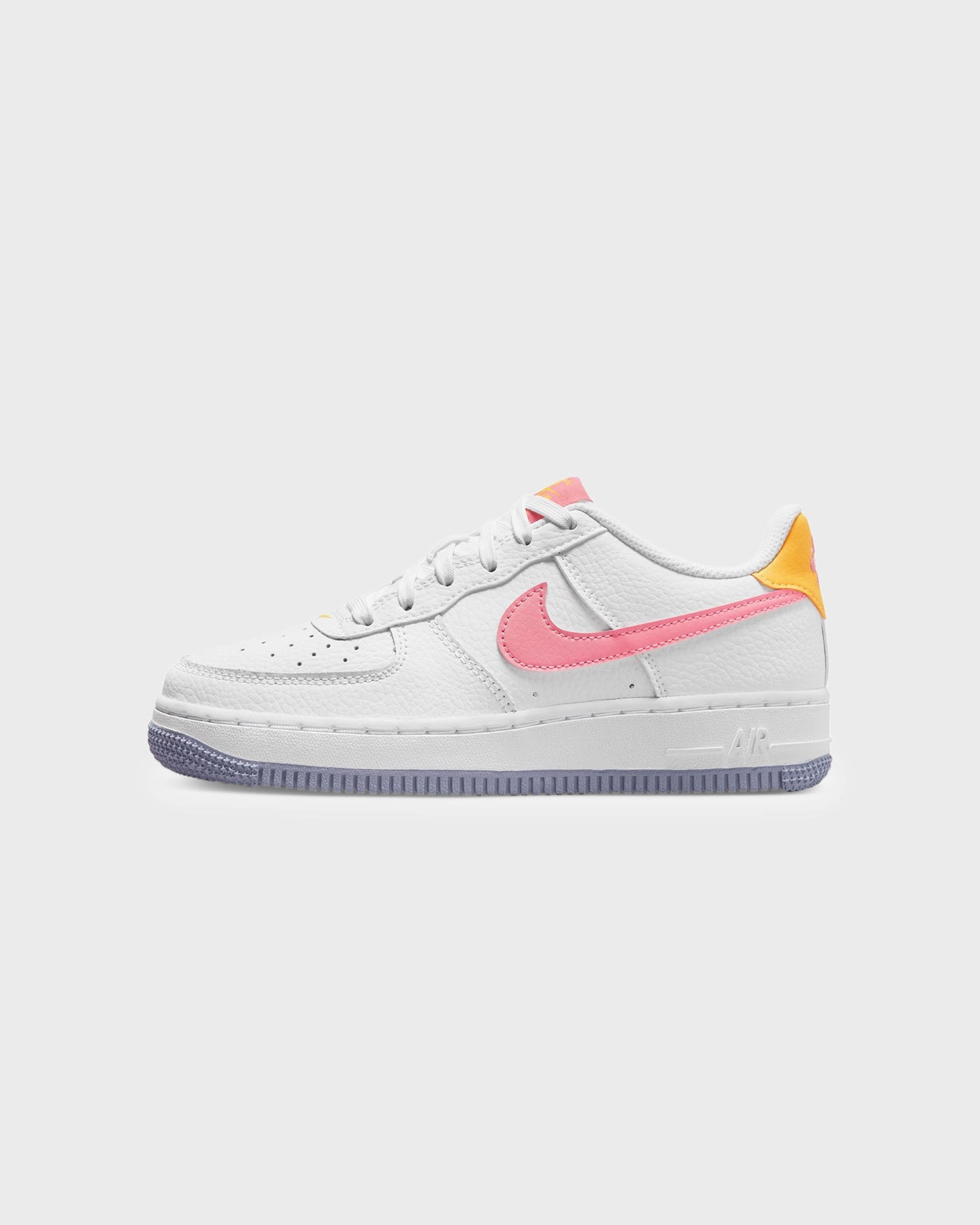 Nike Kids' Air Force 1 (GS) White/Coral Chalk Foot Motion Hyper Durable Outsole