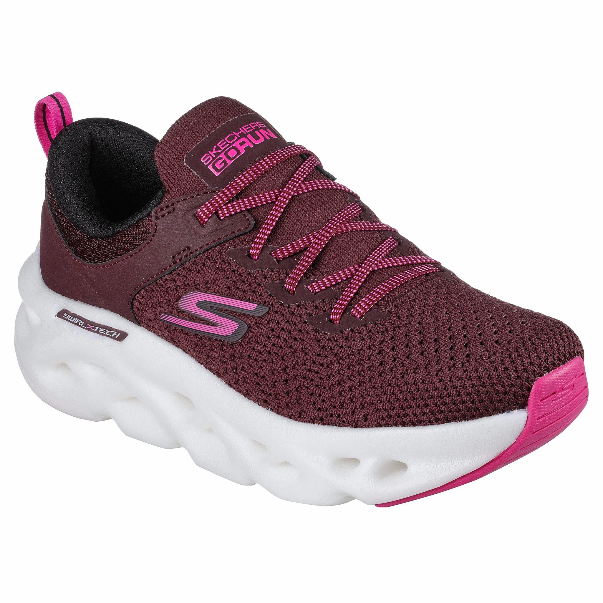 Quick lace Move Light Skechers Women's 128793 GOrun Swirl Tech Dash Charge Burgundy Athletic Shoes
