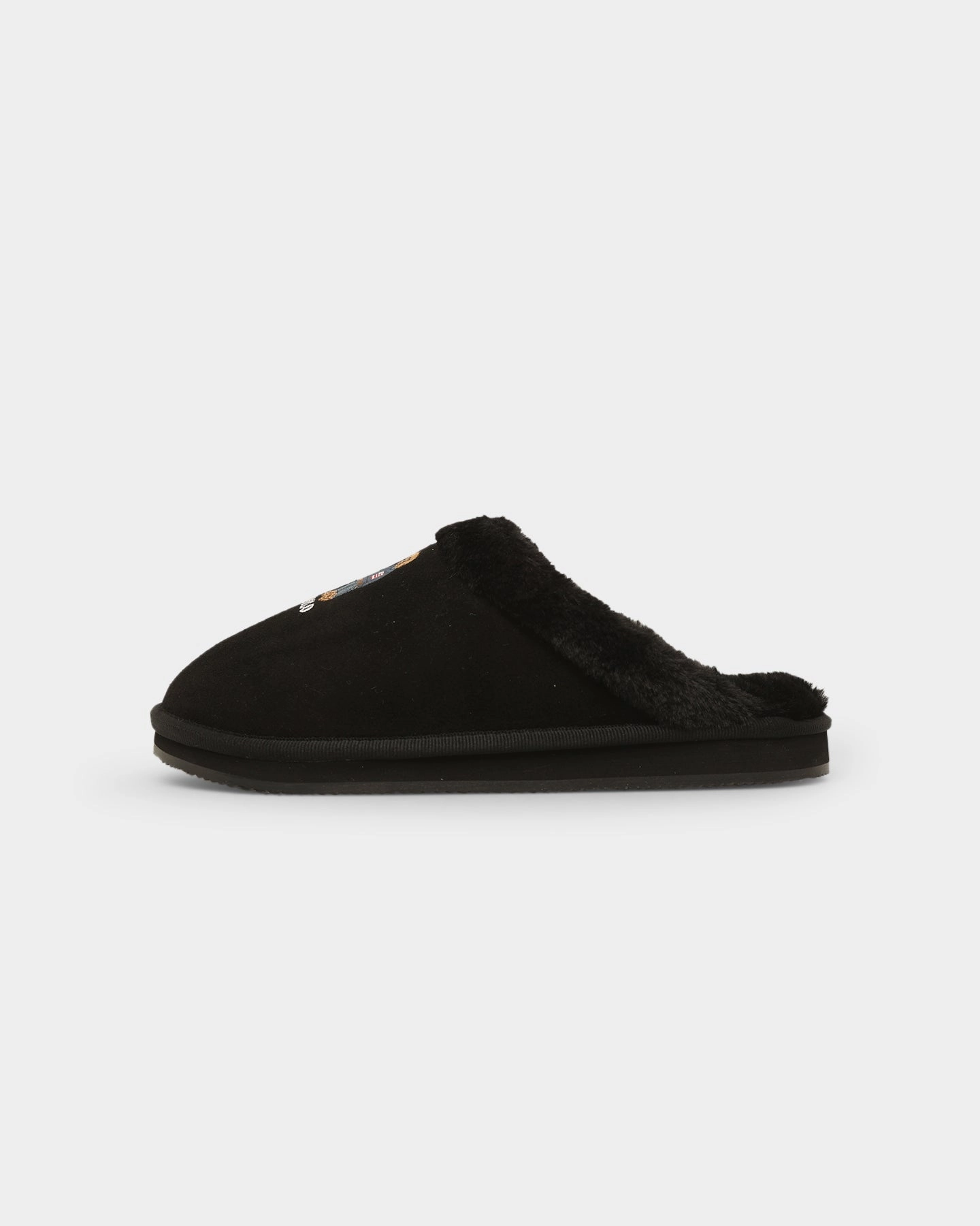 Iconic look Polo Ralph Lauren Women's Kayleigh Scuff Bear Slipper Black Suede