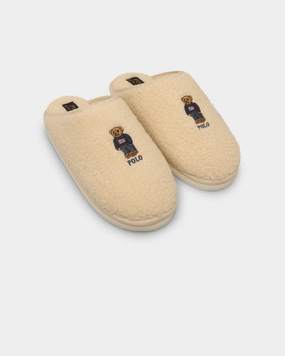 Polo Ralph Lauren Women's Kayleigh Scuff II Bear Slipper Cream Upgraded look