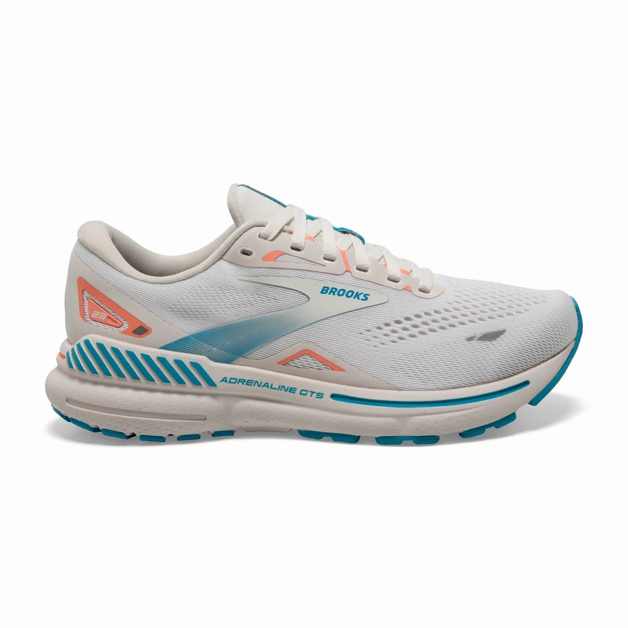 Brooks Women's 120381 152 Adrenaline GTS 23 Coconut Papaya Blue Cushion Support Running Shoes Everyday Sports