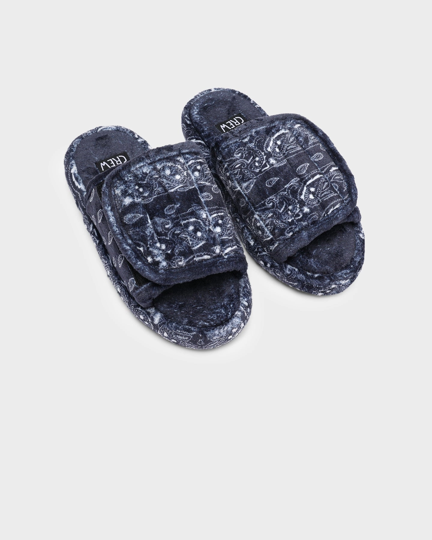 Goat Crew Velcro Paisley Bandana Slipper Navy/White Microfiber Inner Lining