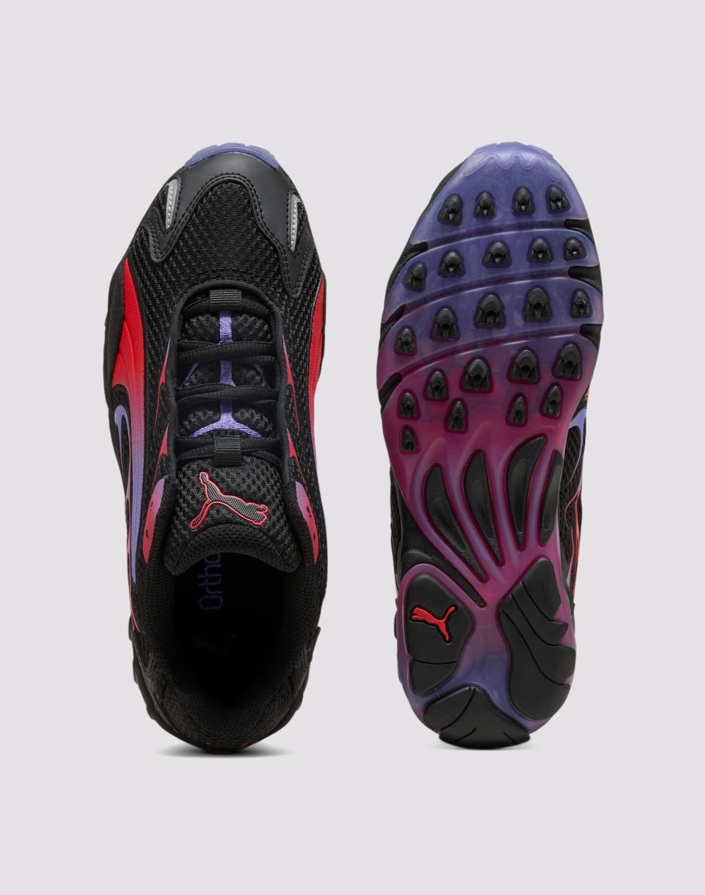 Puma Inhale "Black/Red" Grade School Kids' Rolling Gait Design Multicell Traction Grid