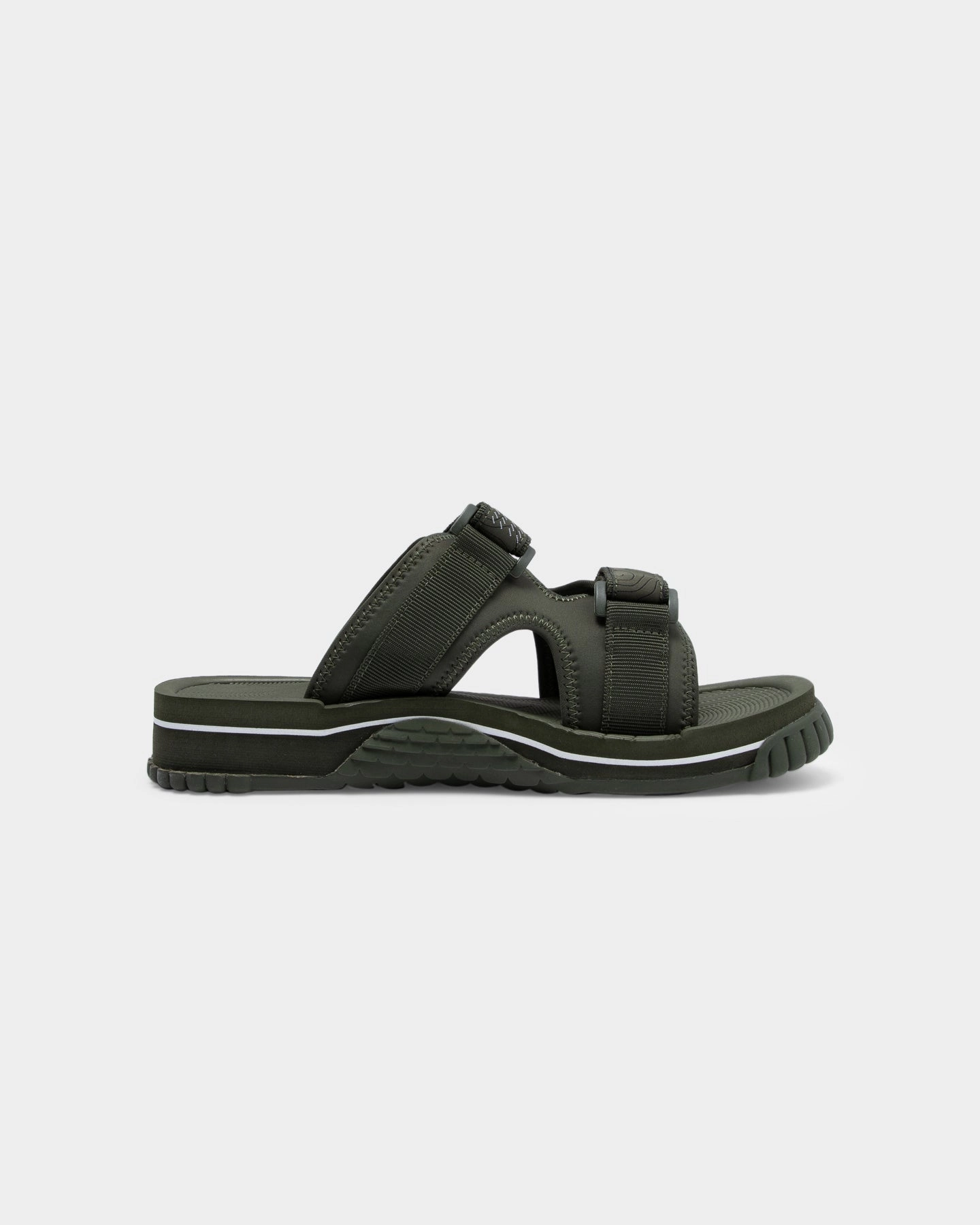 PYRA Men's PYRA? x Shaka Chill Out Sandal Olive Green Collapsible Heel Design