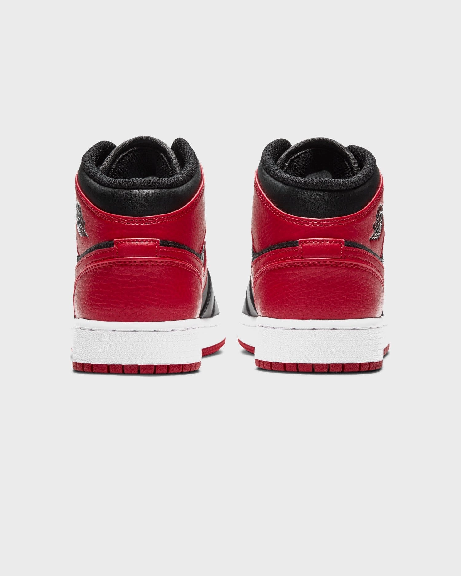 Jordan Kid's Air Jordan 1 Mid (GS) "Banned" Black/Red/White engraved heel - cup