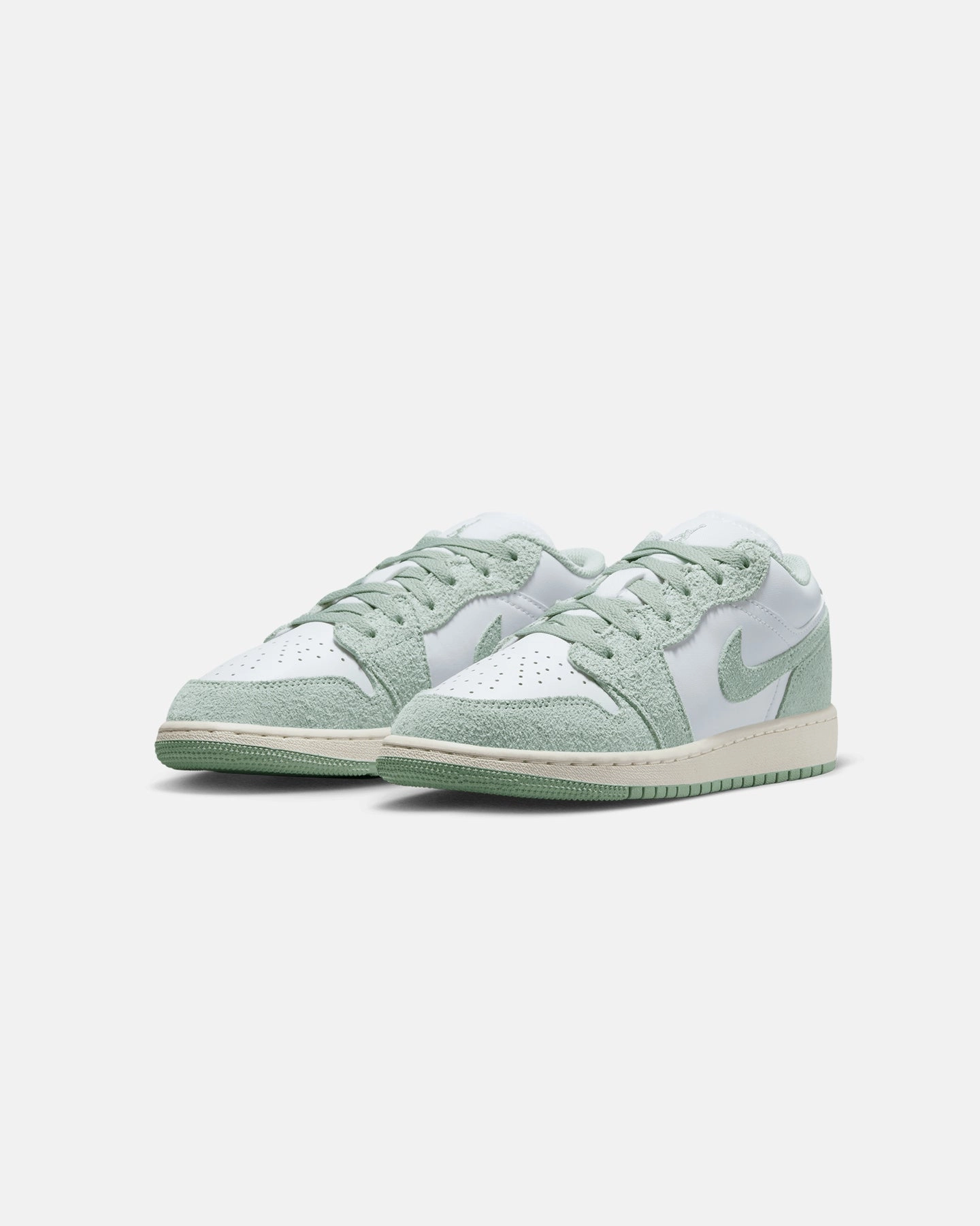 Heel Lock Technology Jordan Kids' Air Jordan 1 Low SE (GS) White/Seafoam-Sail