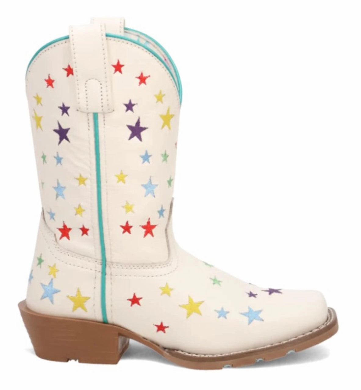 Seamless Comfort Outdoor Explorer Heavy Duty Performance Dan Post Starlett - Girl's White and Multi-Colored Star Cowgirl Boots DPC4005