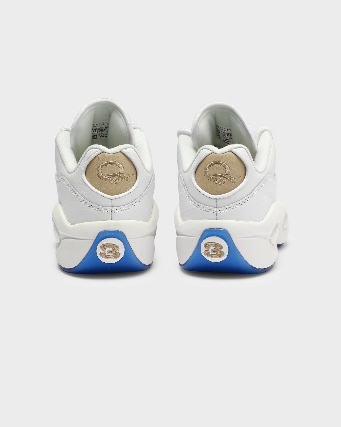 Reebok Question Low White/White/Sand Contoured Heel Lock