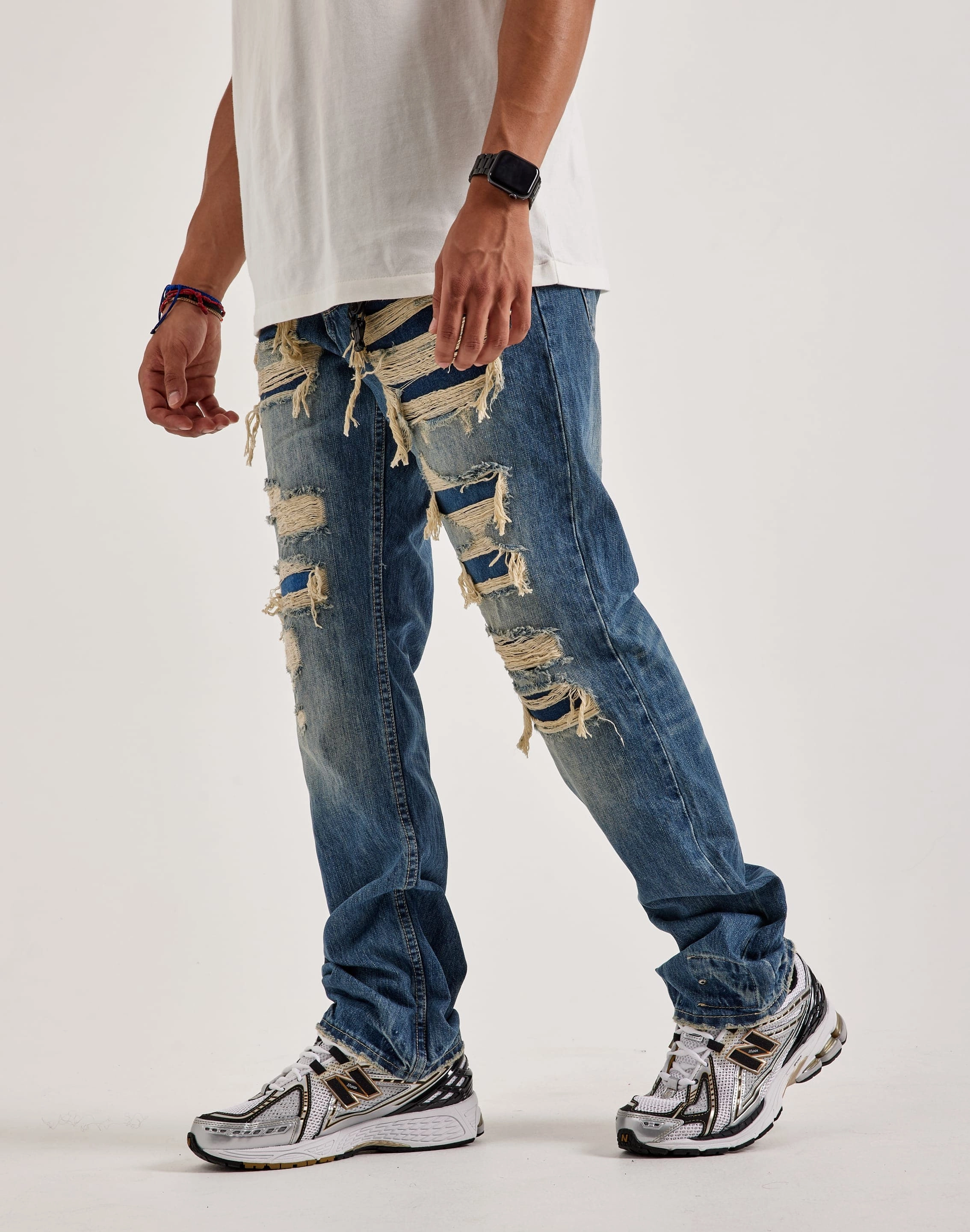 Airflow Vent System Flexible Sole Design Smuggler's Moon Distressed Denim Jeans