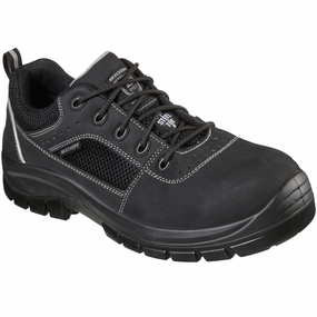 Bonded Seam Technology Heat Sealed Reinforcement Skechers Men's 200001 Trophus Black Safety Steel Toe Work Shoes