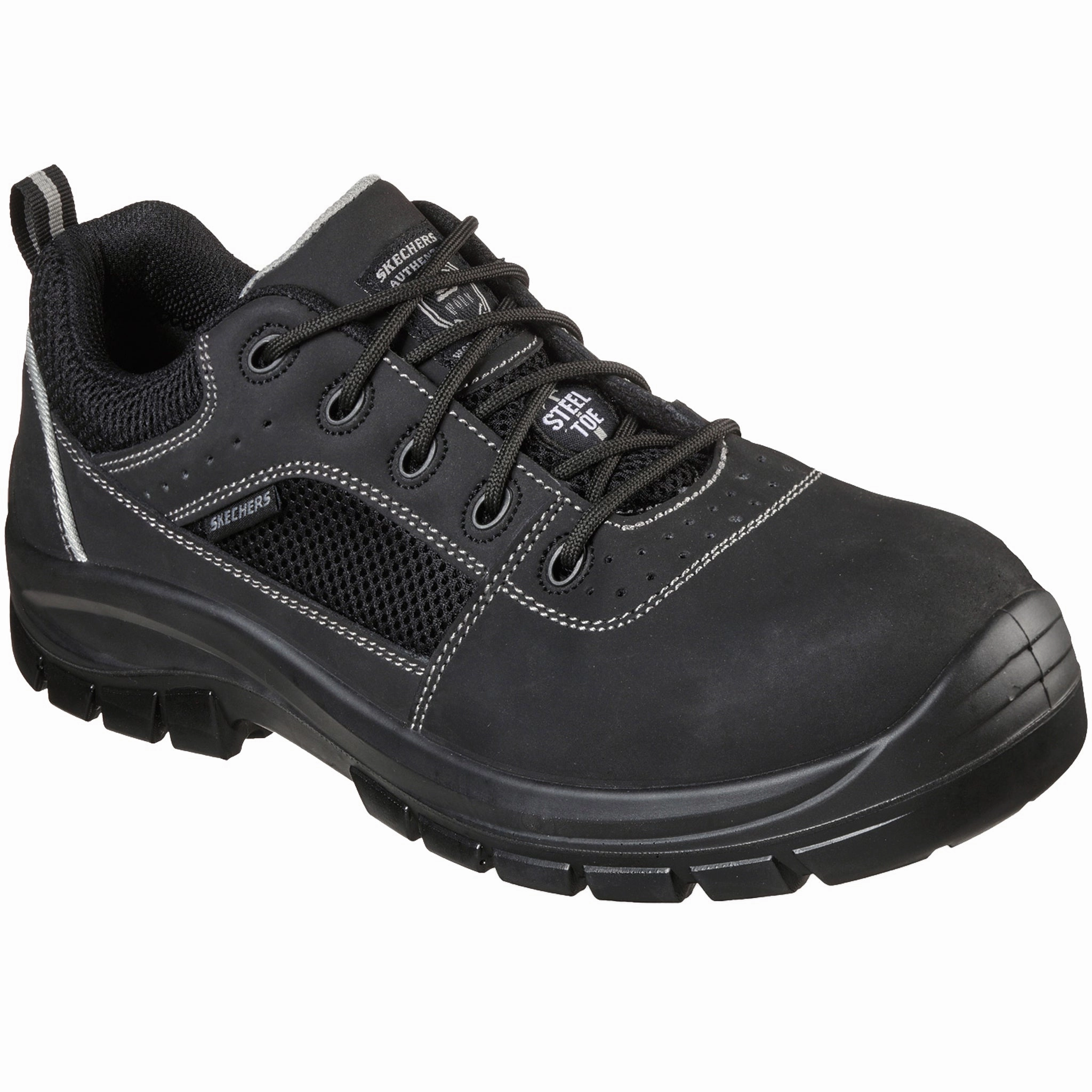Skechers Men's 200001 Trophus Black Safety Steel Toe Work Shoes City Wear Breathable TPU