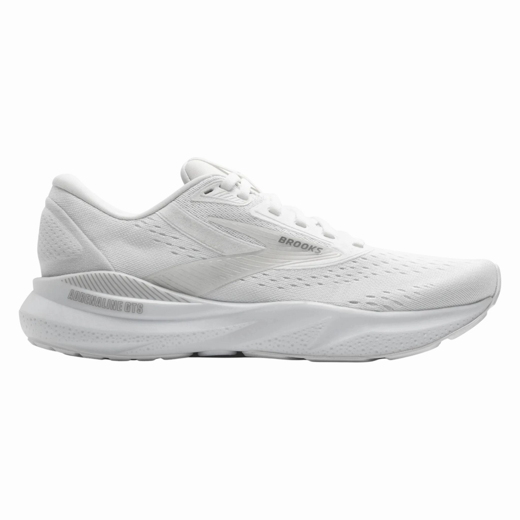 Brooks Women's 120426 148 Adrenaline GTS 24 White Oyster Alloy Cushion Support Running Shoes Anti Odor Coating Neutral Stride Engineering