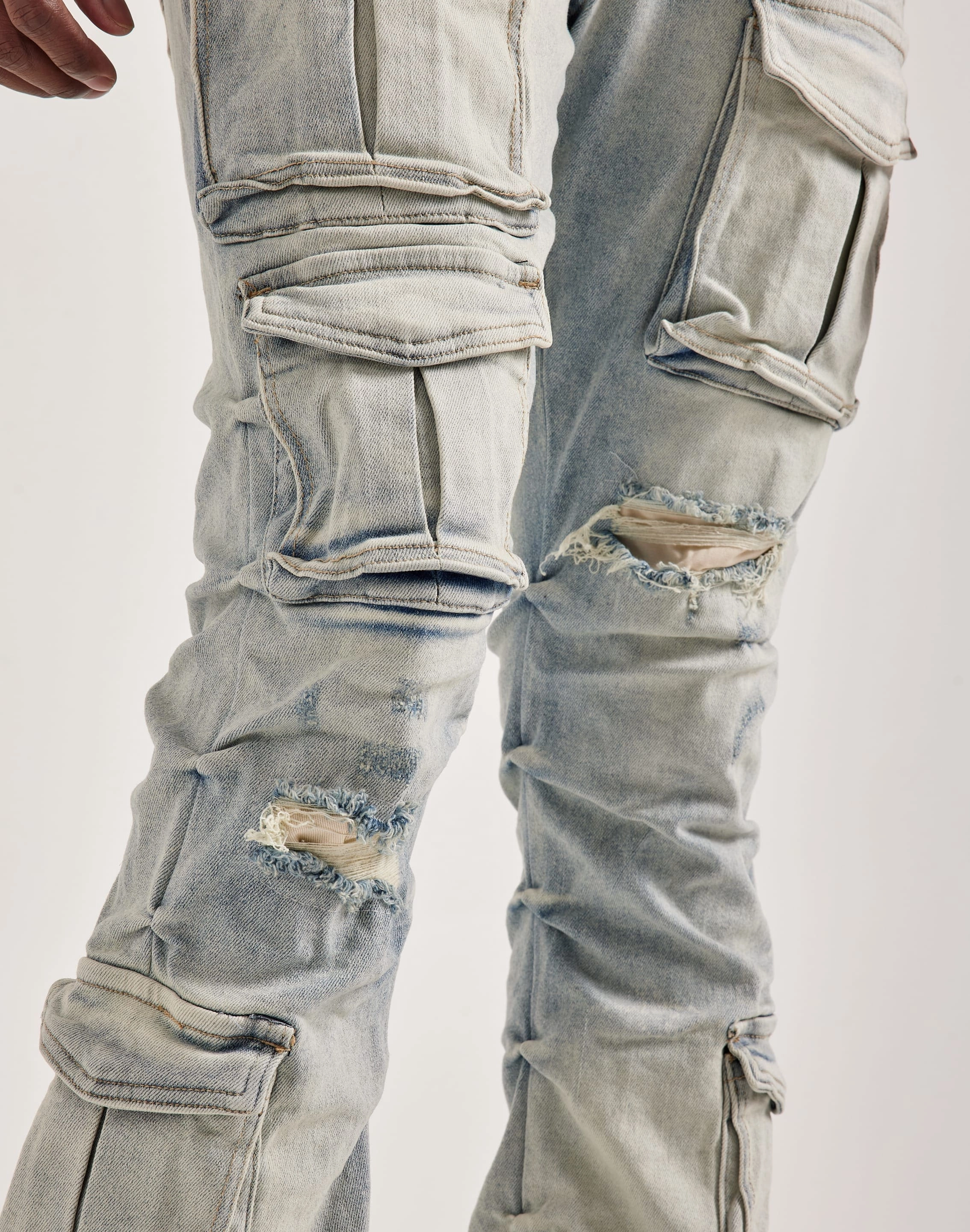 Smoke Rise Utility Pocket Stacked Flare Denim Jeans Formal Wear