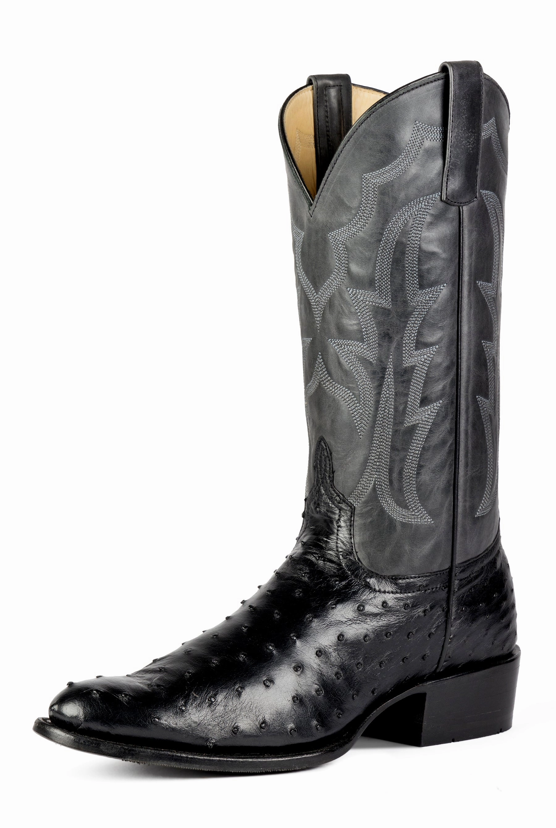 Men's Horse Power Top Hand Black Full Quill Ostrich with 13" Black Pull Up Tops - HP6510 Dynamic Traction cute look