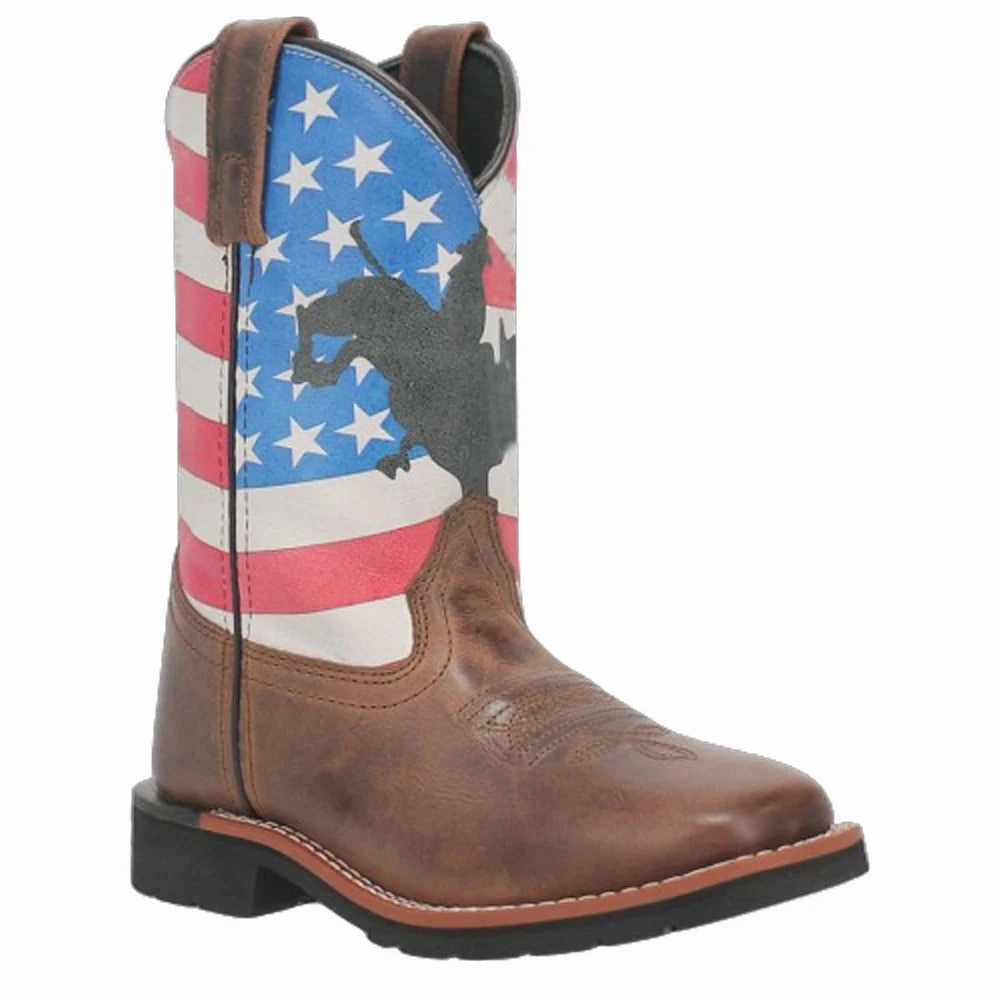 Step Control Padded Interior Nature Lover Dan Post Kids Buck Leather Square Toe Cowboy Boot  DPC2823