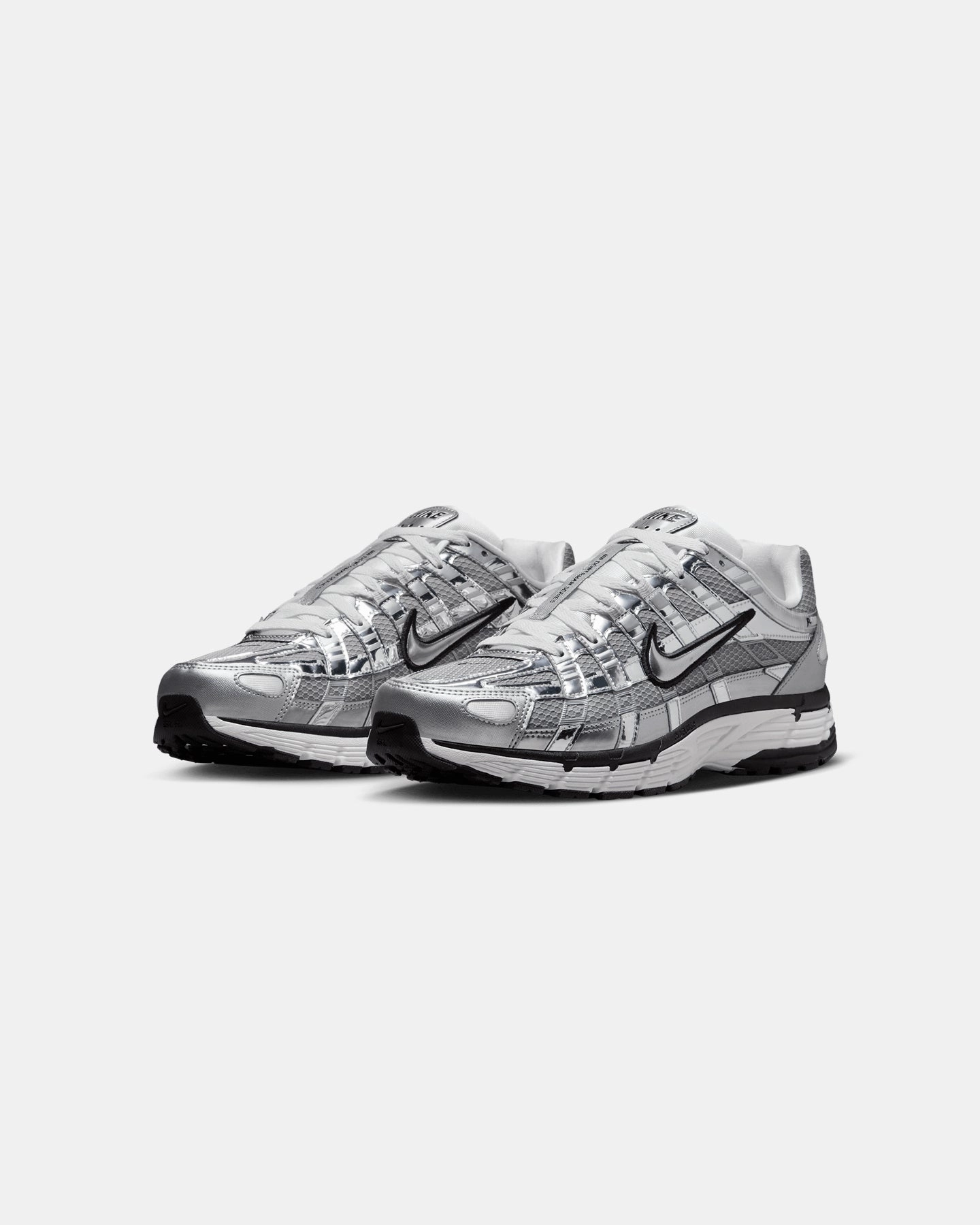 Nike P-6000 Metallic Silver lace up closure