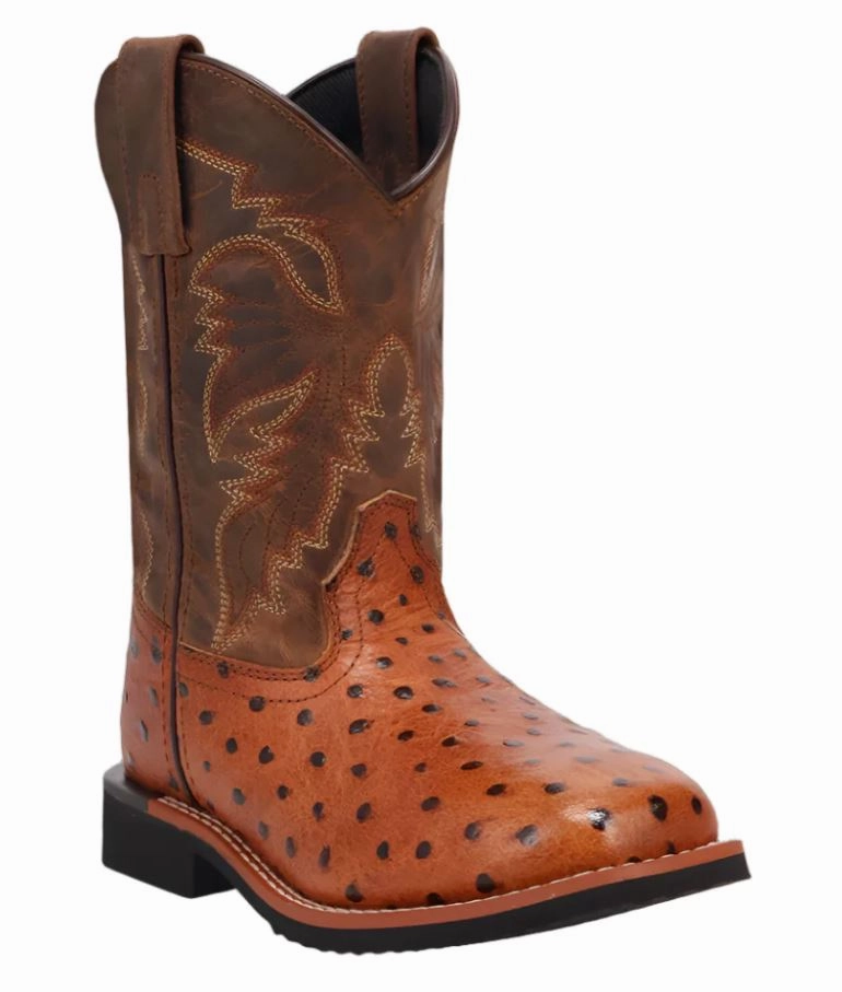 DPC5008 Dan Post Jet Leather Youth Cowboy Boot - Tan Cognac Traction Sole