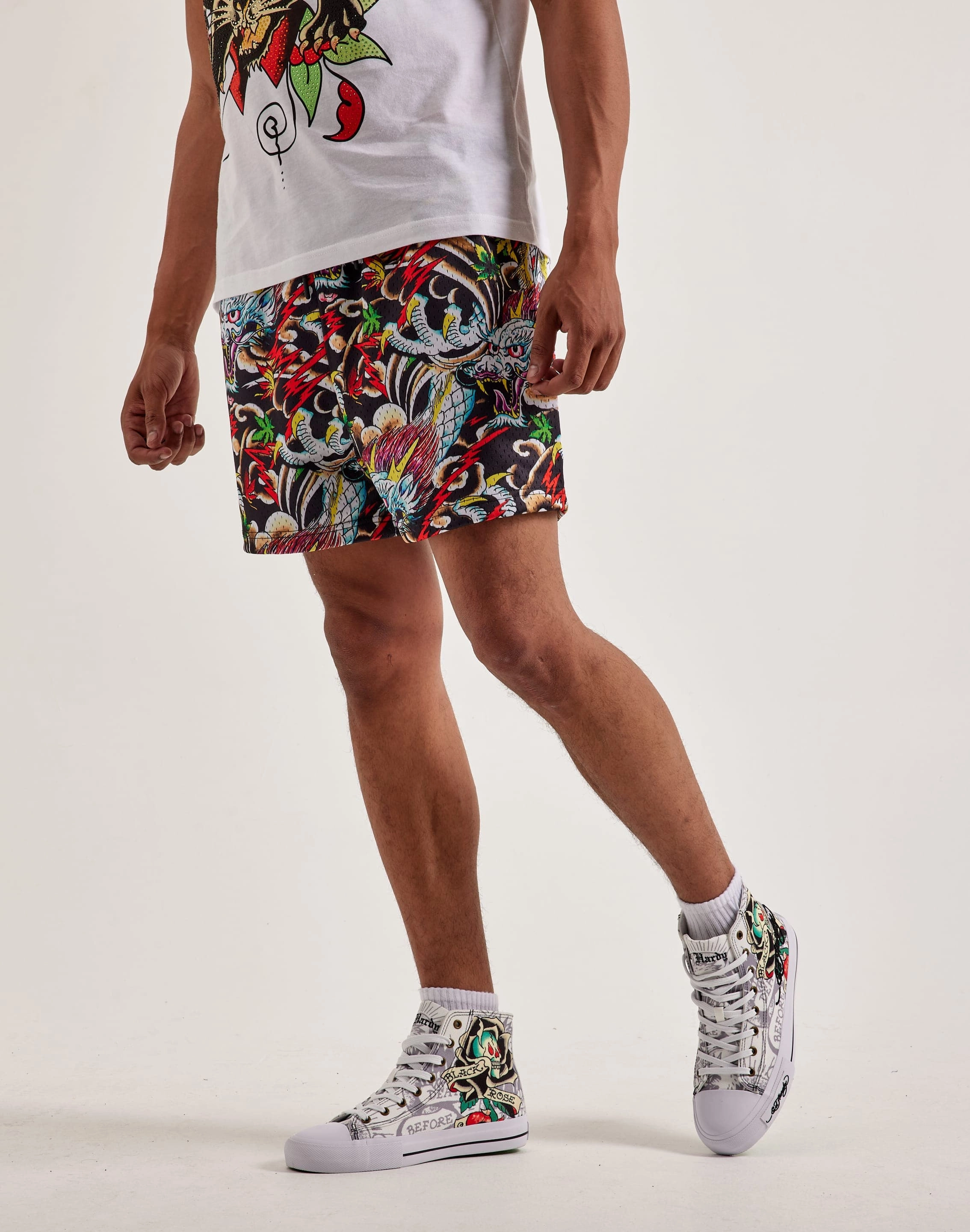 kids' large Flat Ed Hardy Dragon Mesh Shorts