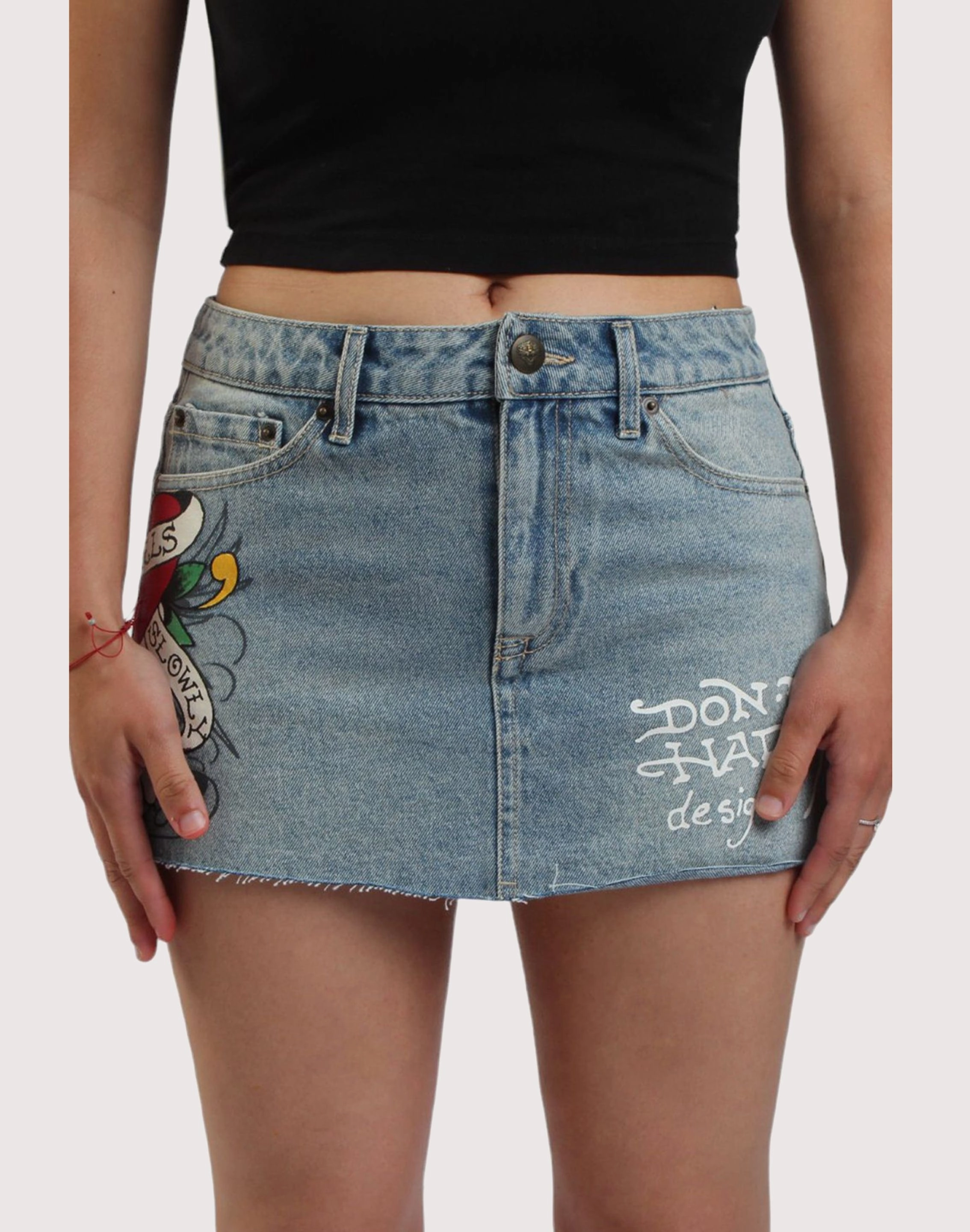 Ed Hardy Tiger Denim Mini Skirt sandal Odor Control Lining