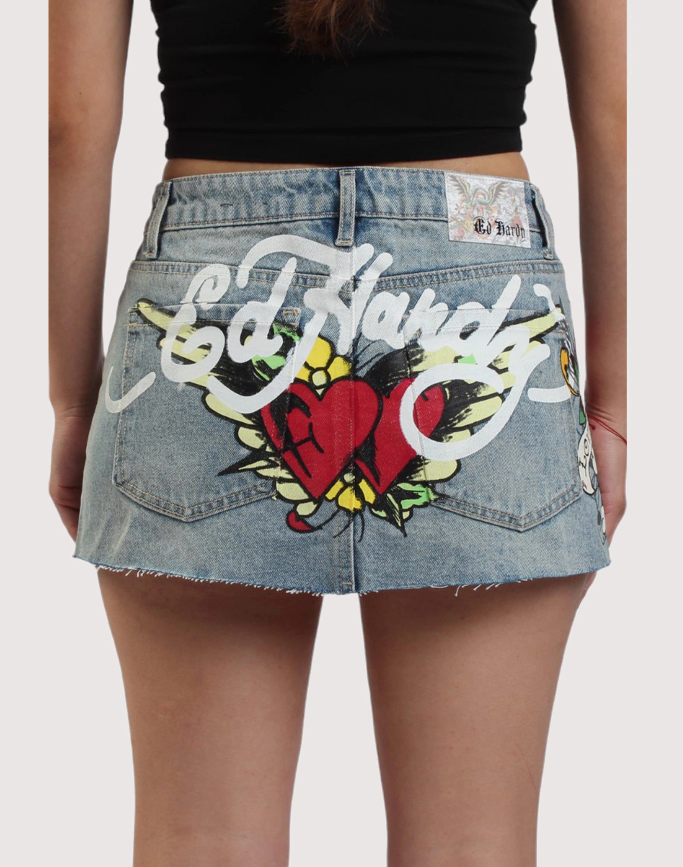 Ed Hardy Tiger Denim Mini Skirt real