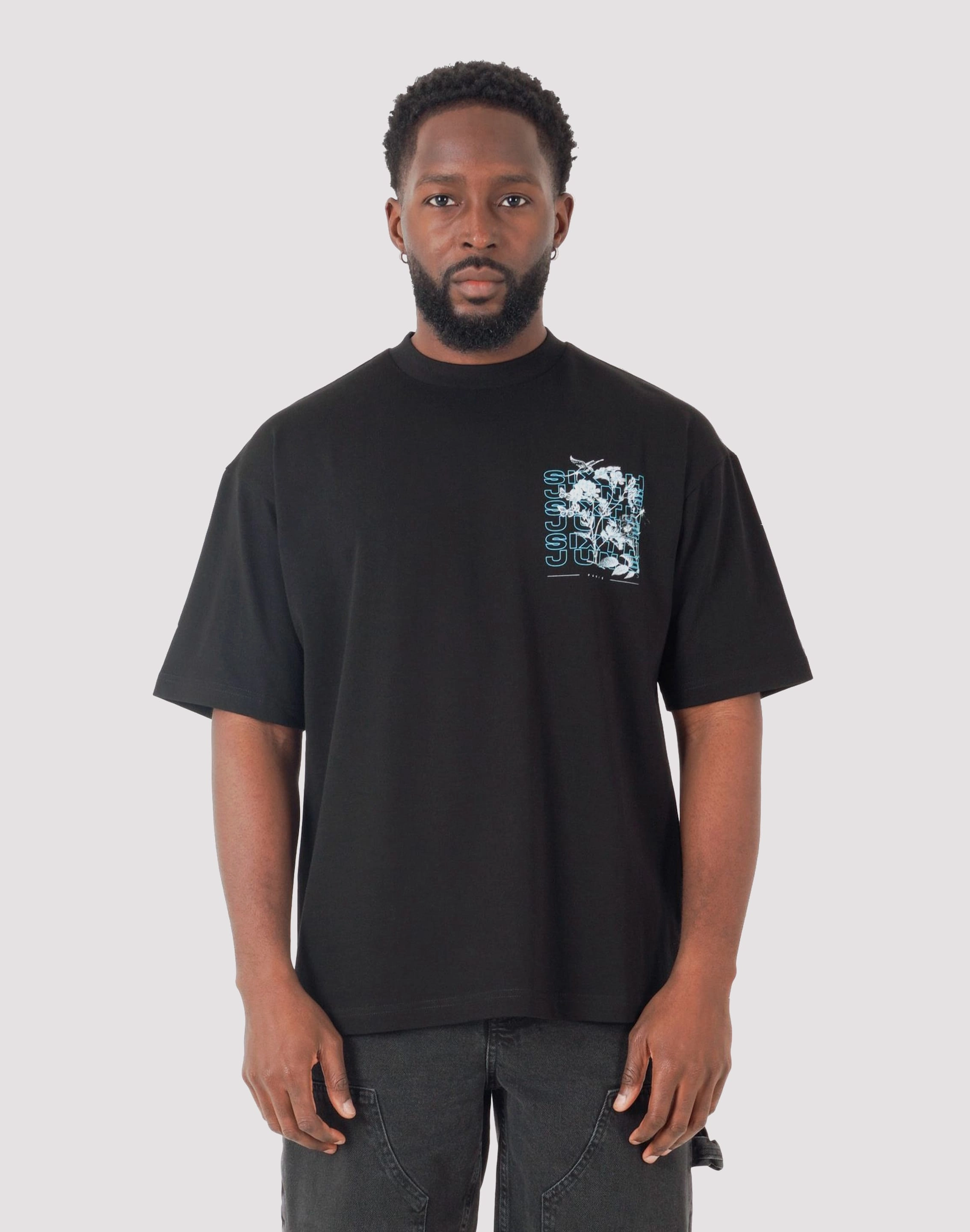 Sweat Wicking Technology SJP DISTRIBUTION COMPANY Sixth June Flower Square Black Tee