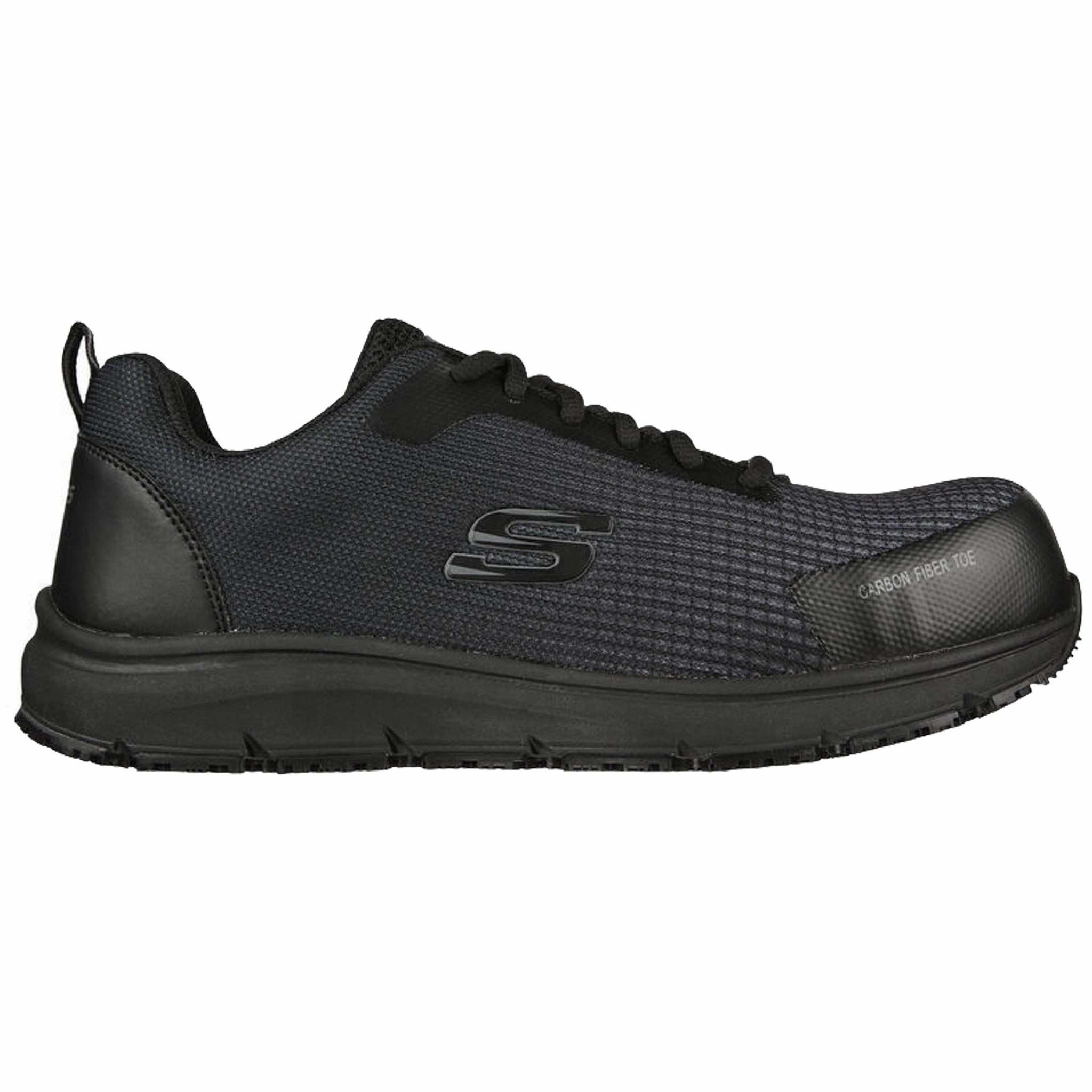 Ventilated Tongue running sneakers Skechers Men's 200090 Ulmus Black Charcoal Safety Work Shoes