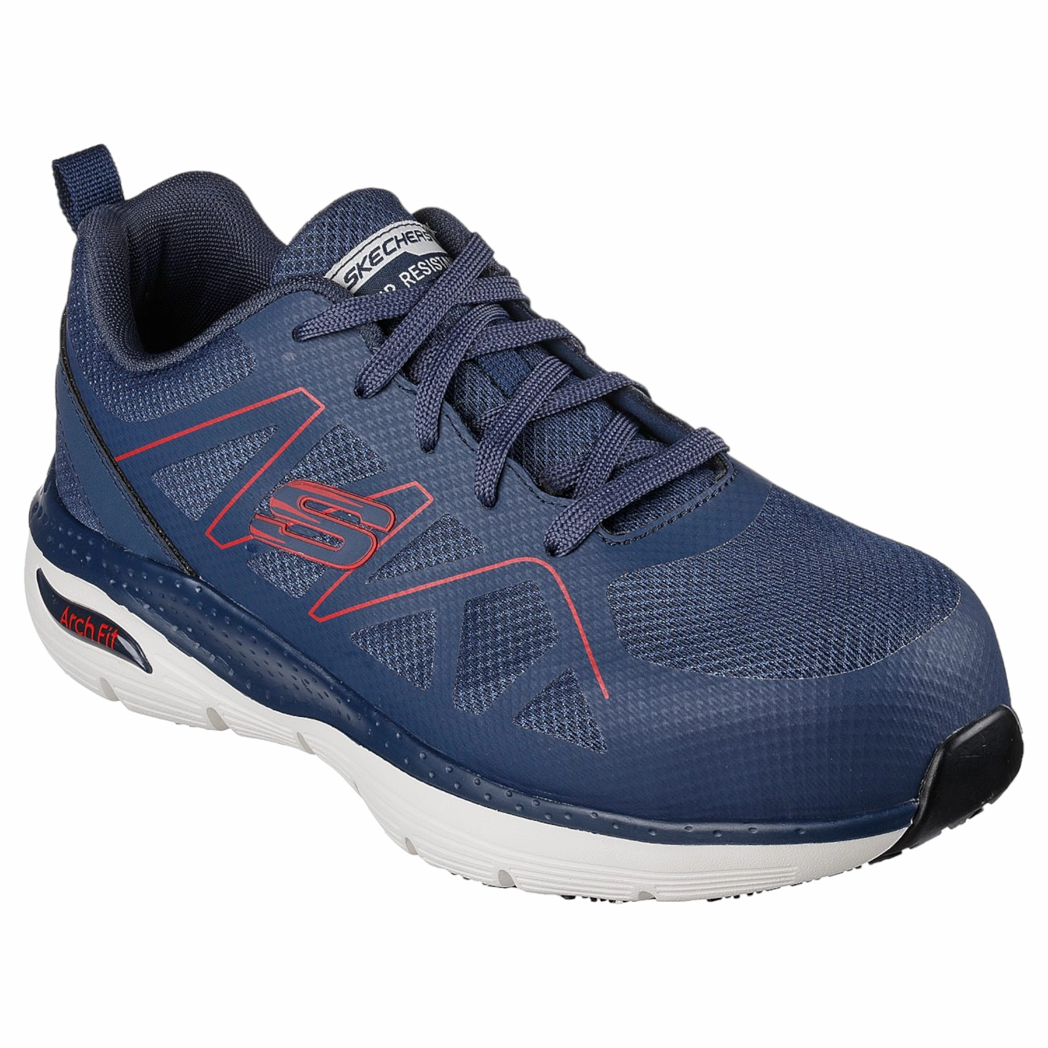 Skechers Men's 200152 Arch Fit SR Vigorit Navy Red Safety Toe Work Shoes Outdoor Active