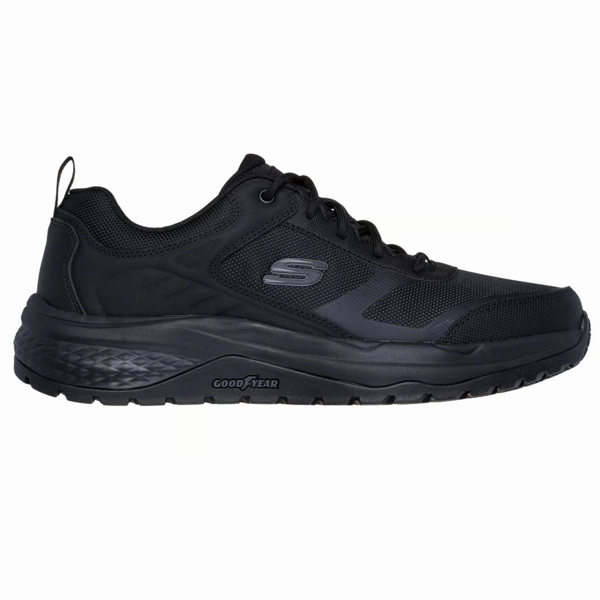 Foam Backing Tough Build Skechers Men's 200296 Street Treader Black Slip Resistant Work Shoes