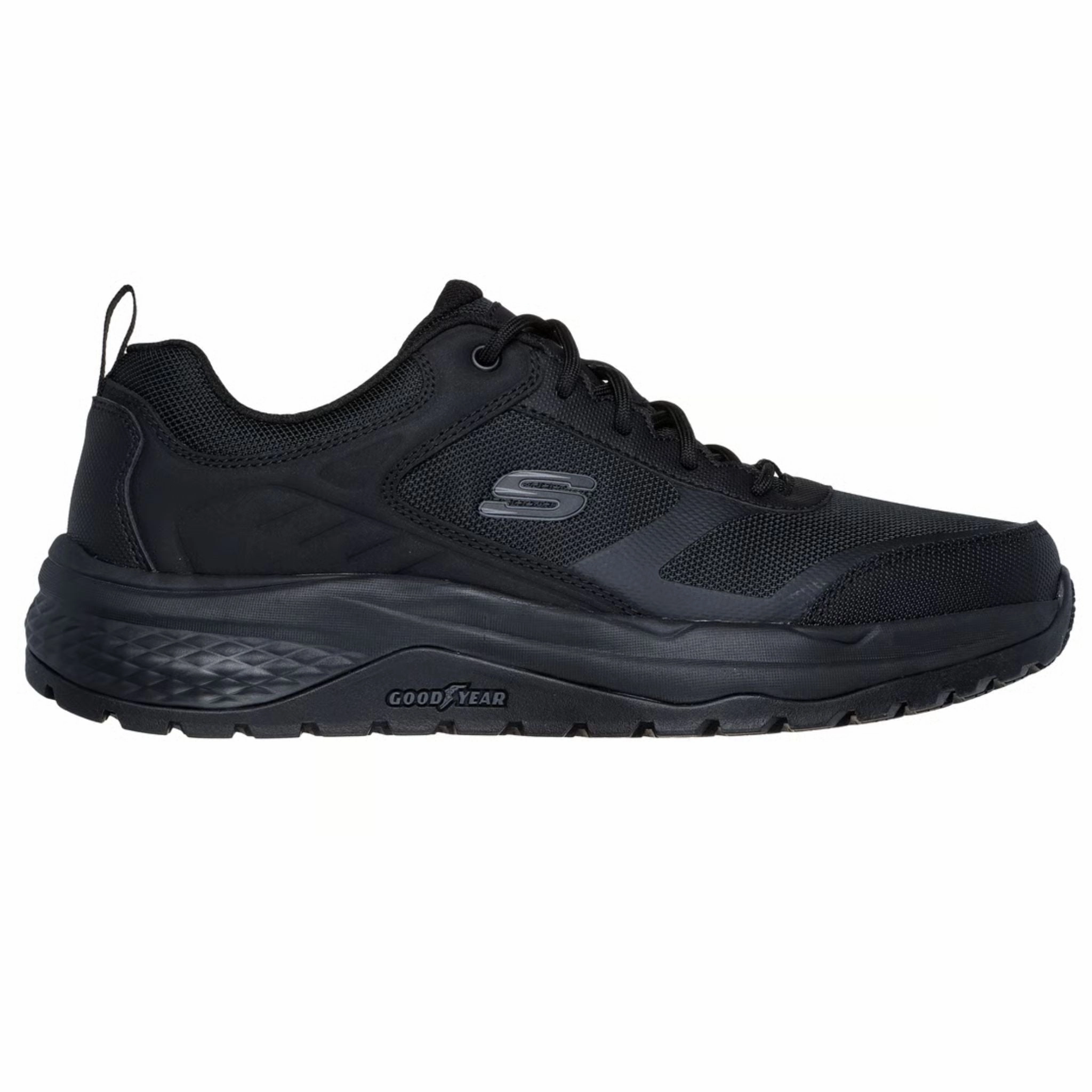 Skechers Men's 200296 Street Treader Black Slip Resistant Work Shoes fitness walk Soft Step