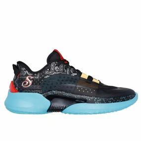 Stacked Cushioning Skechers Men's 251055 Snoop Dogg: SKX Resagrip - Boss Treatment Low Black Blue Casual Basketball Shoes