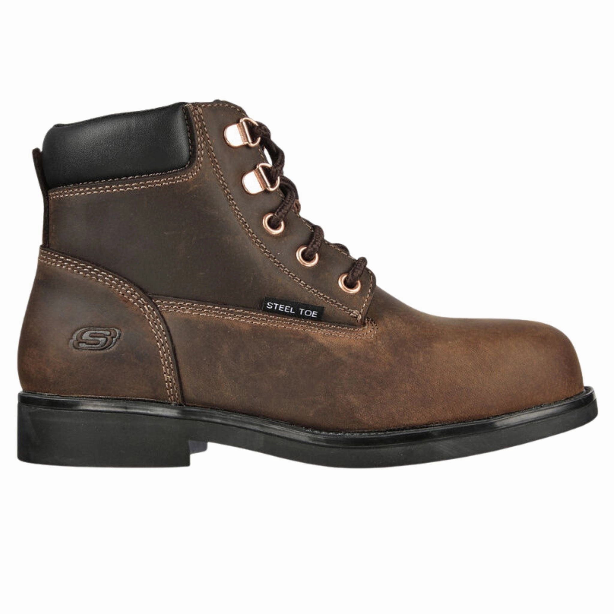 Skechers Women's 108013 Ravlas Dark Brown Work Shoes Impact Dispersing Non Slip Tread Pattern