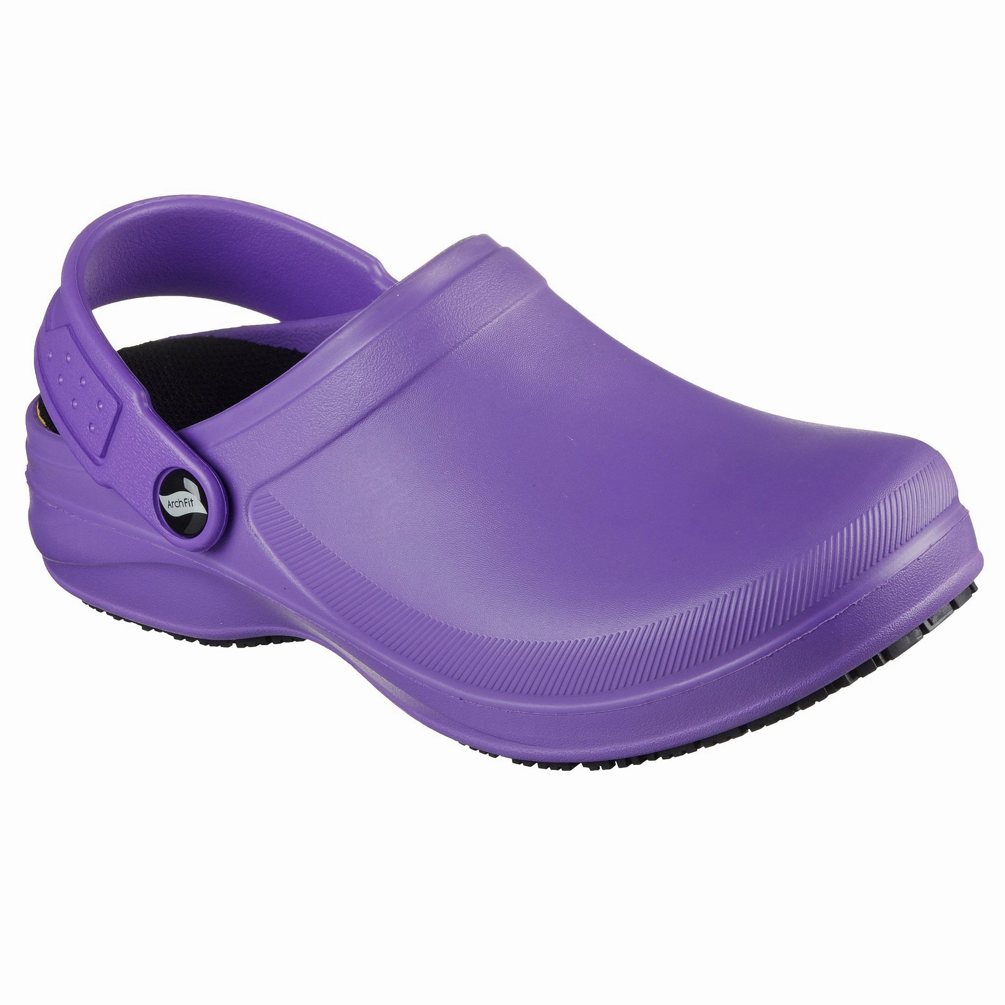 Motion Balance Adjustable Lace Closure Skechers Women's 108067 Work Arch Fit Riverbound Pasay Purple Work Shoes Clogs