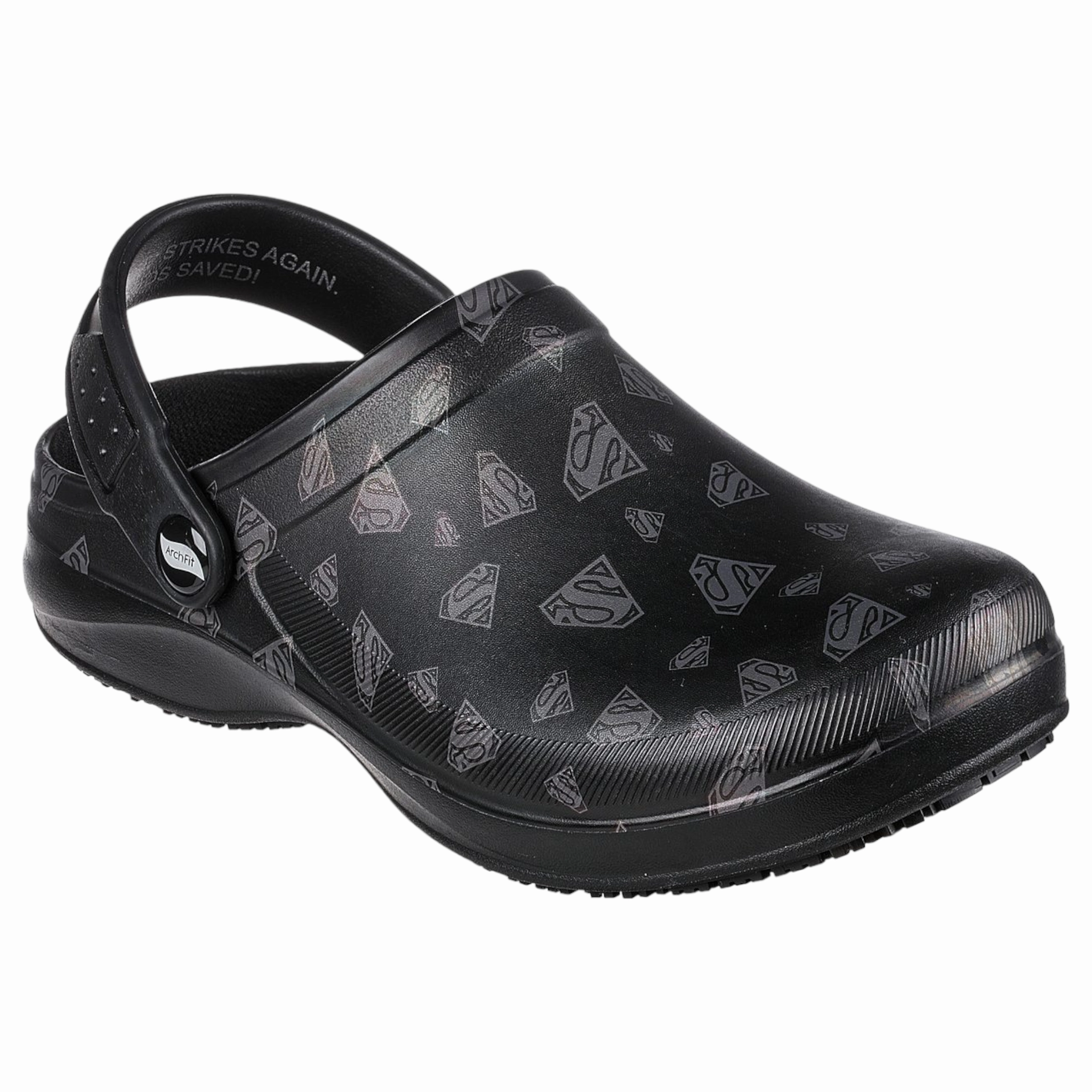 Energy Returning Foam Balanced Drop Height Skechers Women's 108091 Superman Arch Fit Riverbound Black Work Shoes