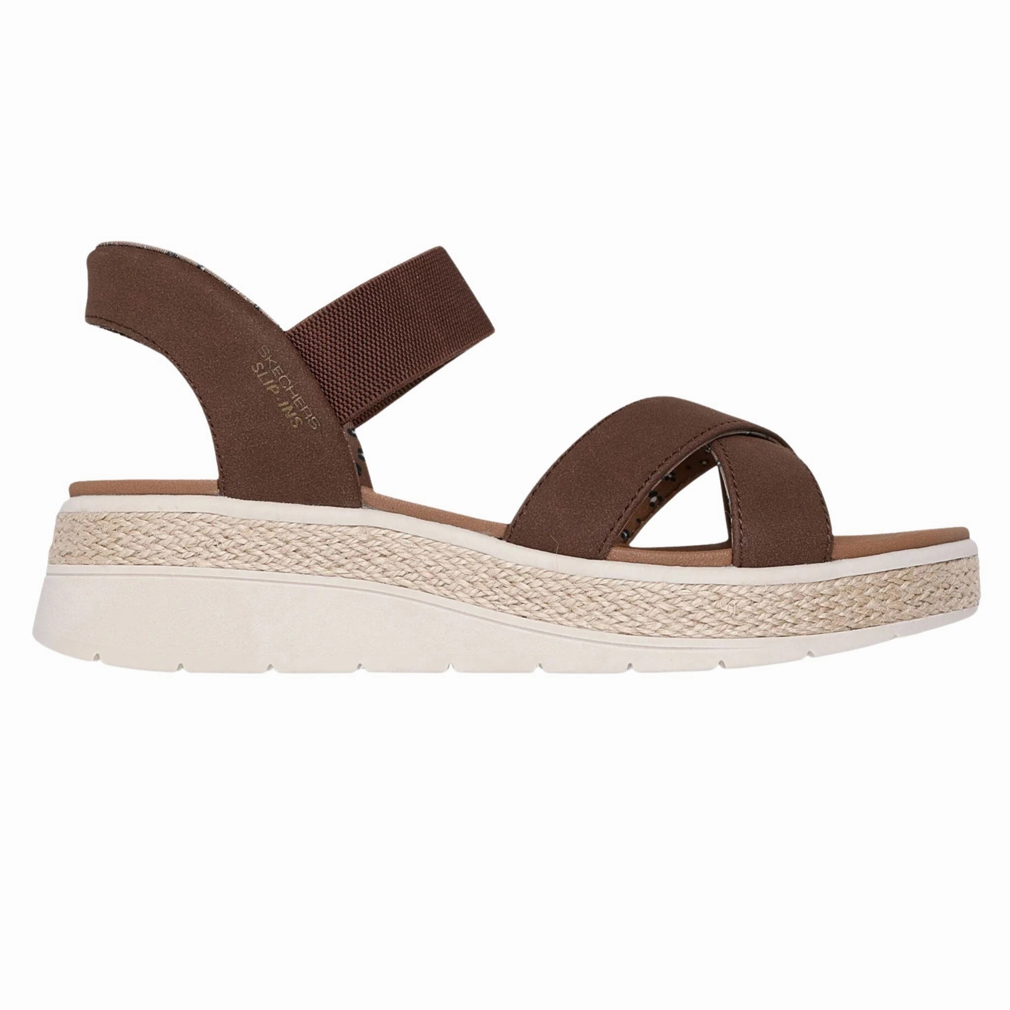 Fitness Trail Skechers Women's 114414 BOBS Sun Ray Move Over Slip-Ins Chocolate Sandals (WIDE)