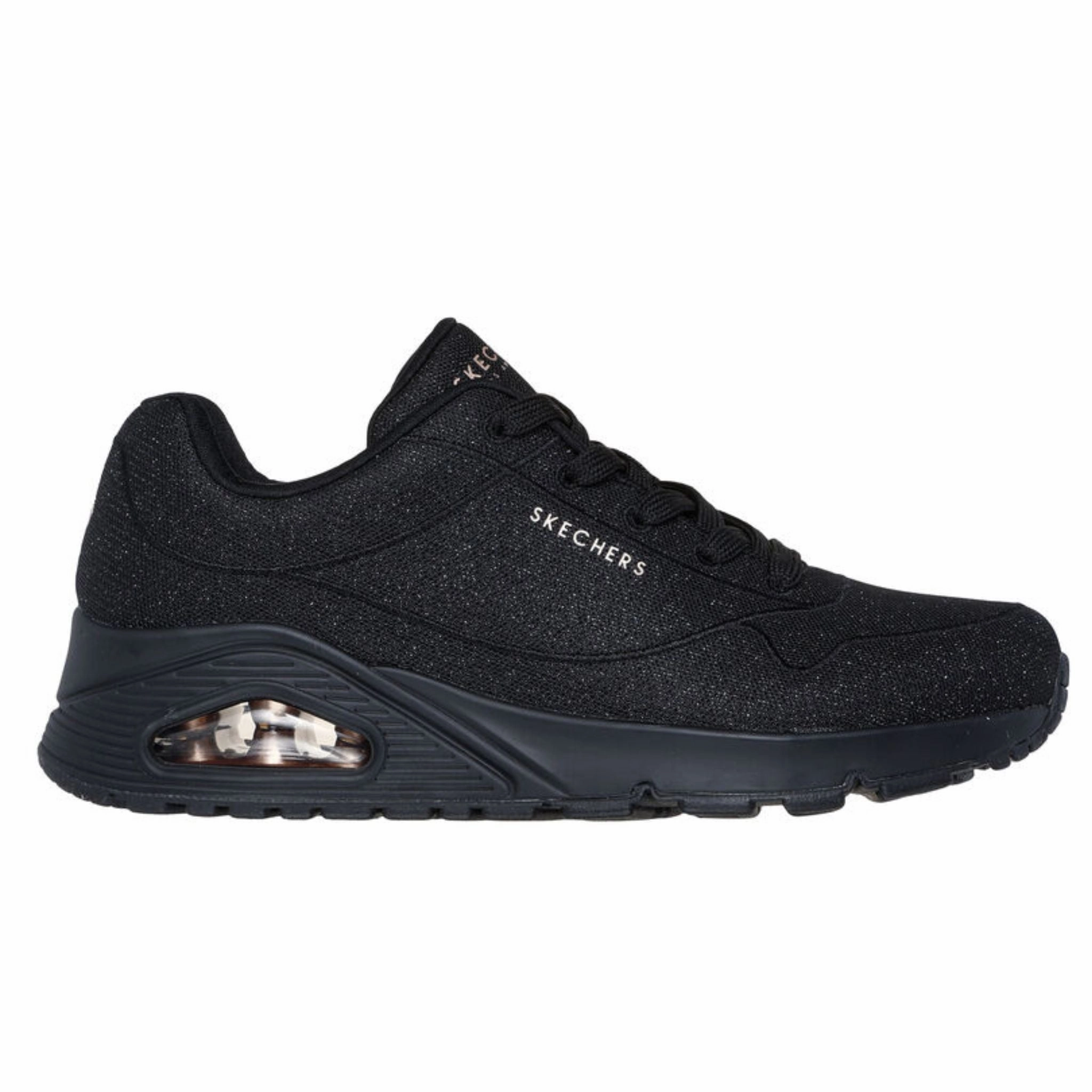 Skechers Women's 177023 Uno-Coruscate Black Casual Shoes HeelSupport