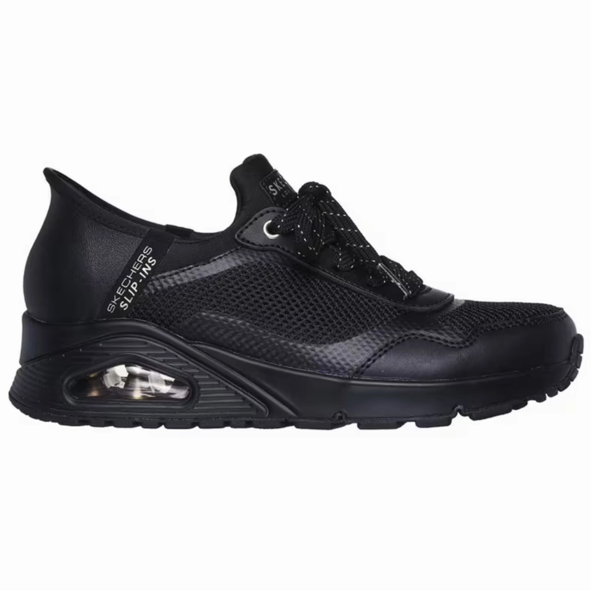 Elastic Bands Versatile lining Skechers Women's 177111 UNO Slip in air Black Casual Shoes