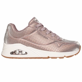 Skechers Women's 177162 Uno Disco Nite Rose Gold Casual Shoes Perforated Tongue Reactive Propulsion