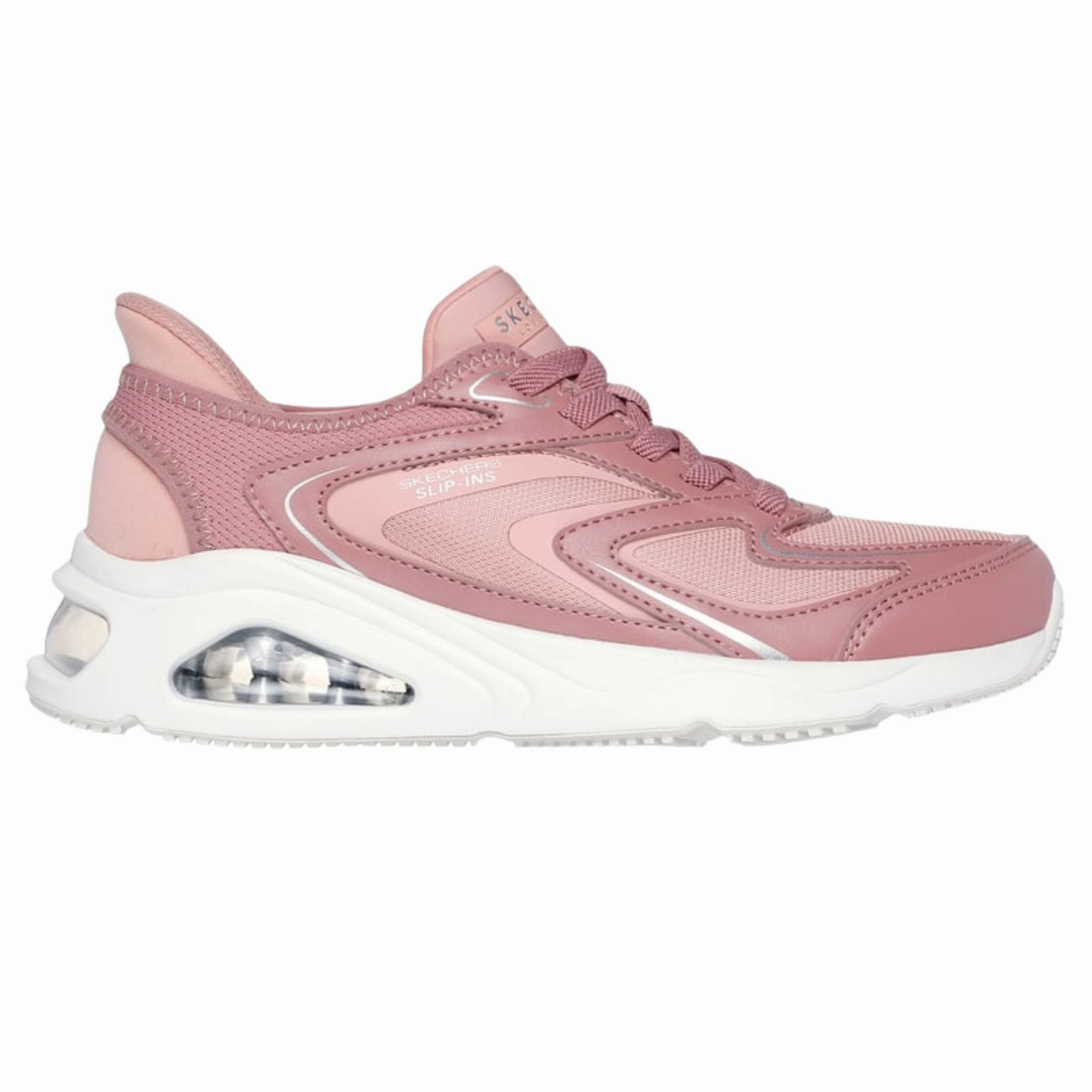 Skechers Women's 177408 Tres-Air Uno-EZ-Glide Rose Slip-ins Casual Shoes synthetic leather Metallic Trim