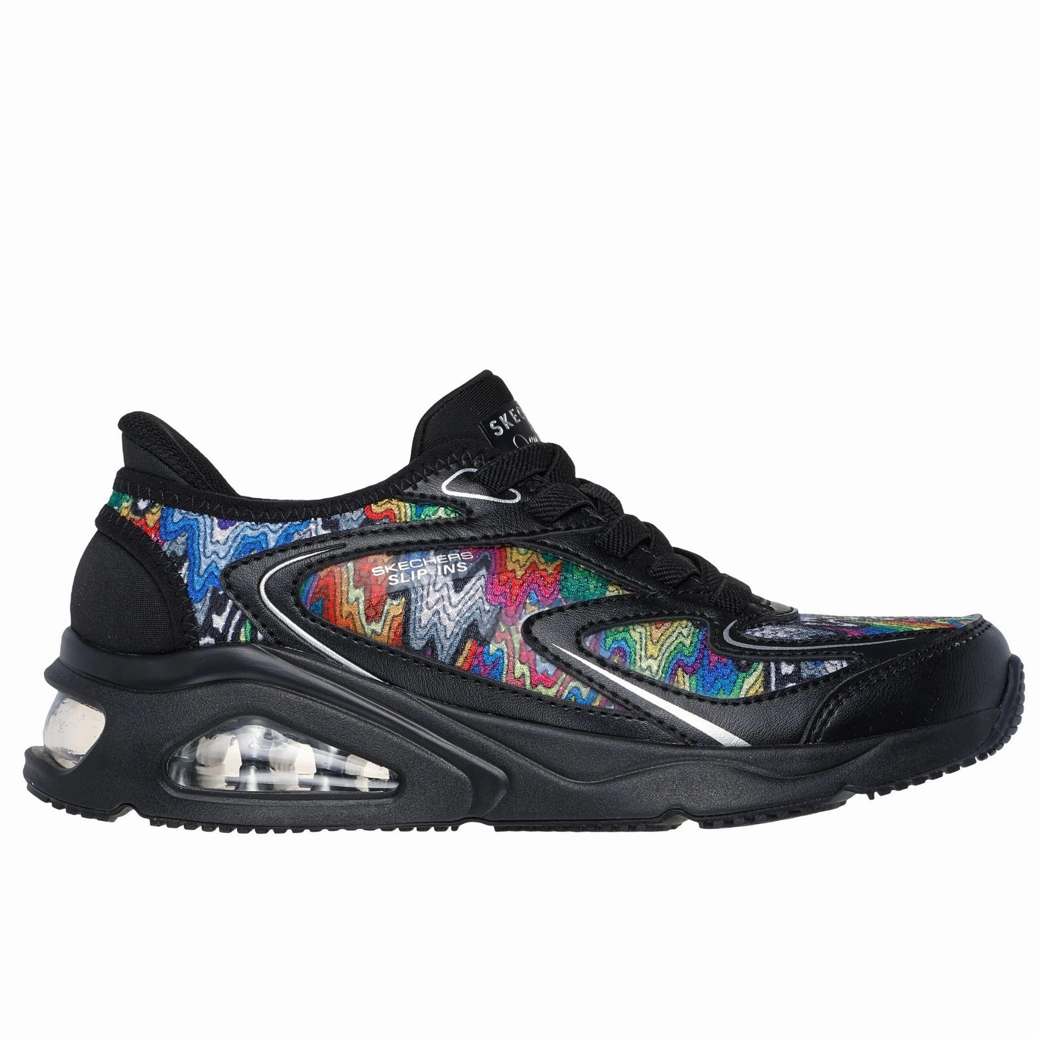 Skechers Women's 177931 Jen Stark: Tres-Air Uno-Iris Drip Black Slip-Ins Casual Shoes Outdoor Stroll Thermal Regulating Liner