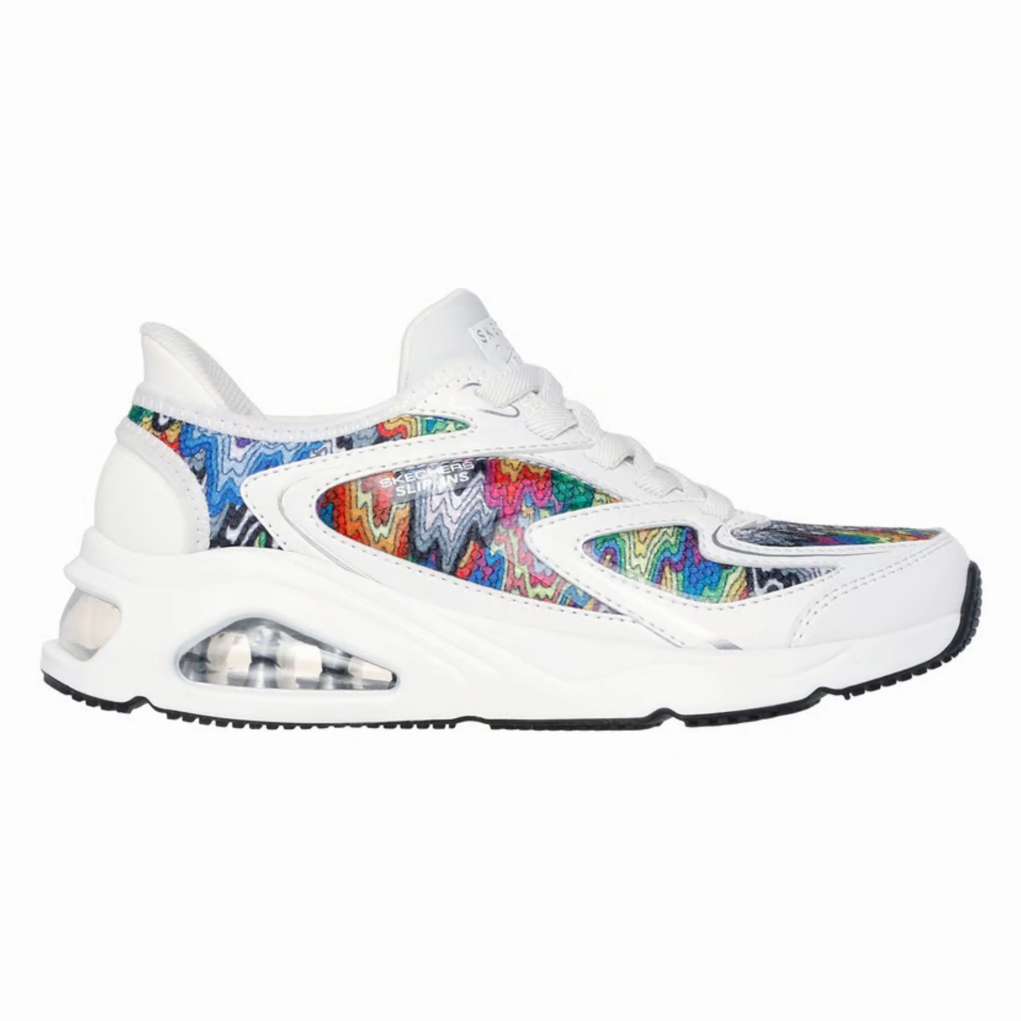 Versatile Trend Skechers Women's 177931 Jen Stark: Tres-Air Uno-Iris Drip White Multi Slip-Ins Casual Shoes