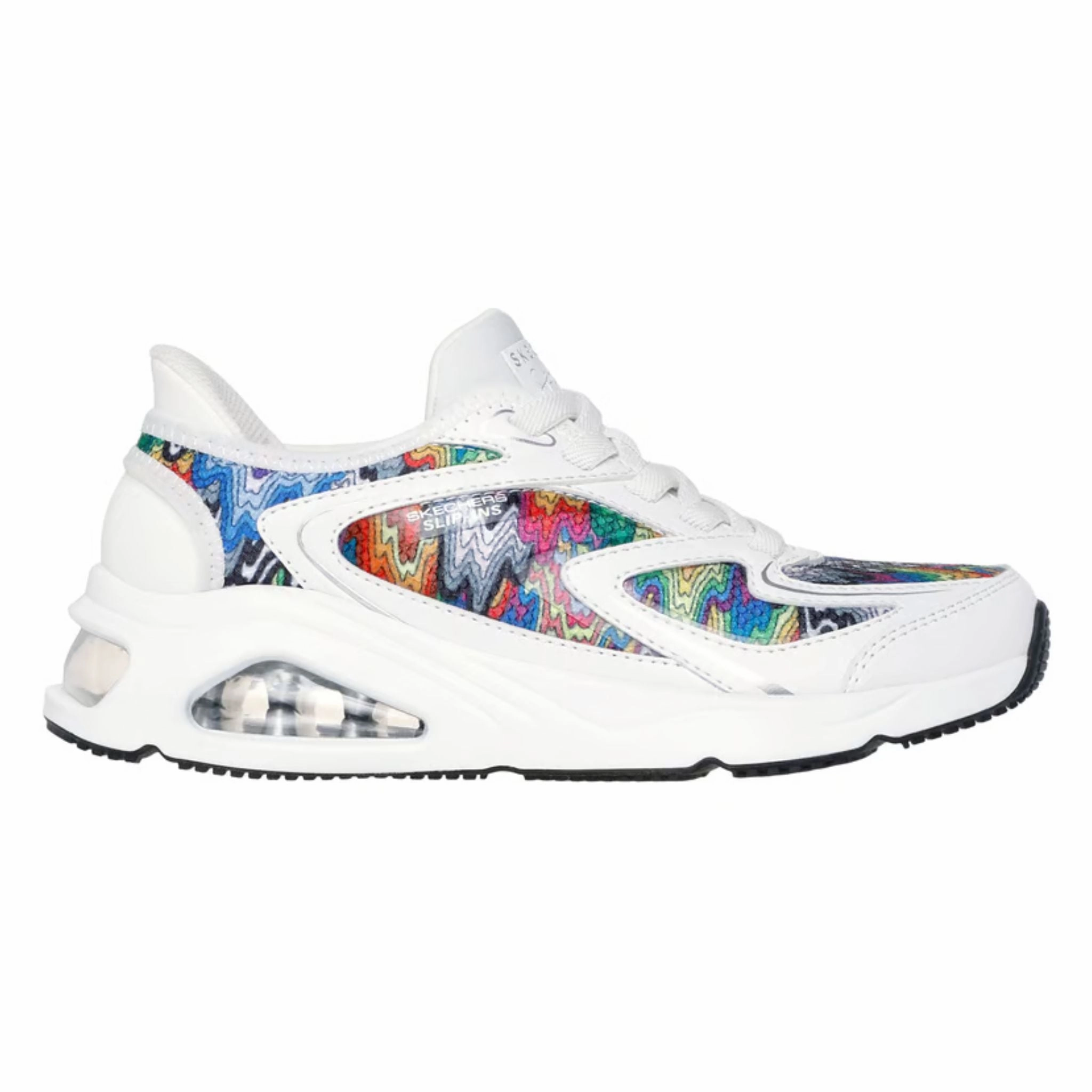 Breathable layers Skechers Women's 177931 Jen Stark: Tres-Air Uno-Iris Drip White Multi Slip-Ins Casual Shoes