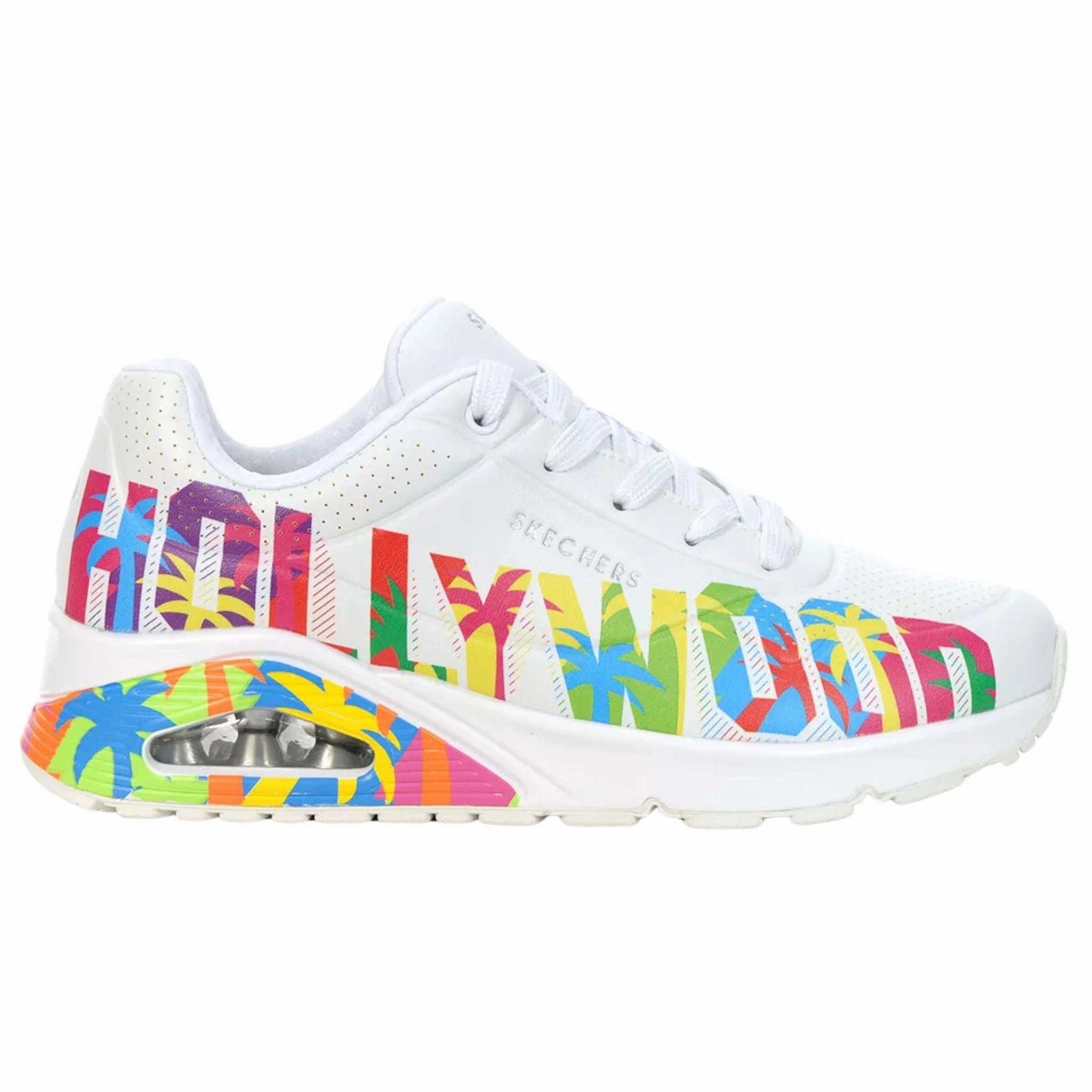 Low Profile Design Sleek Form Skechers Women's 177995 Uno-ONE FOR Stars! White Multi Casual Shoes