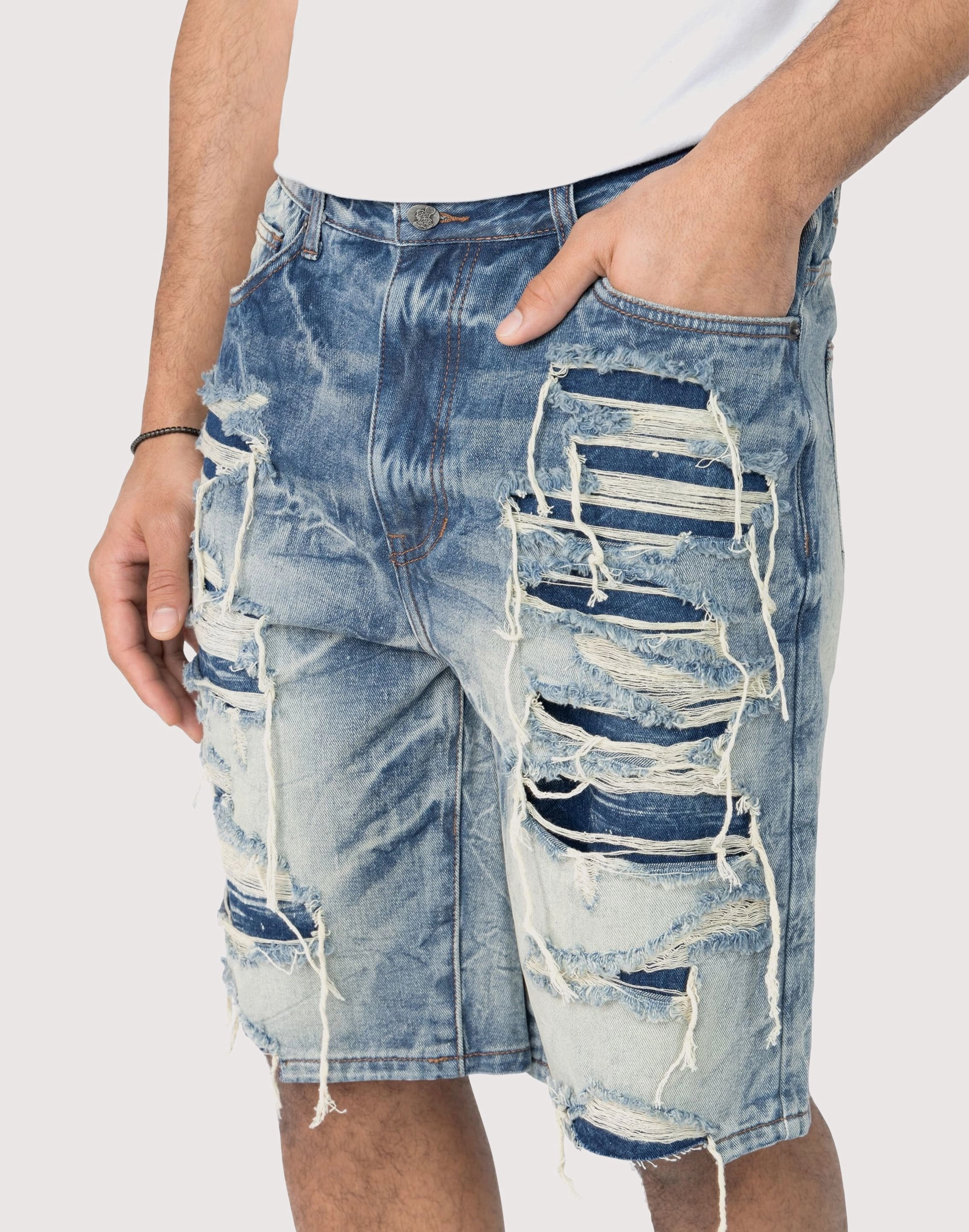 Ergonomic Arch Support Grindhouse Extreme Rip Denim Shorts