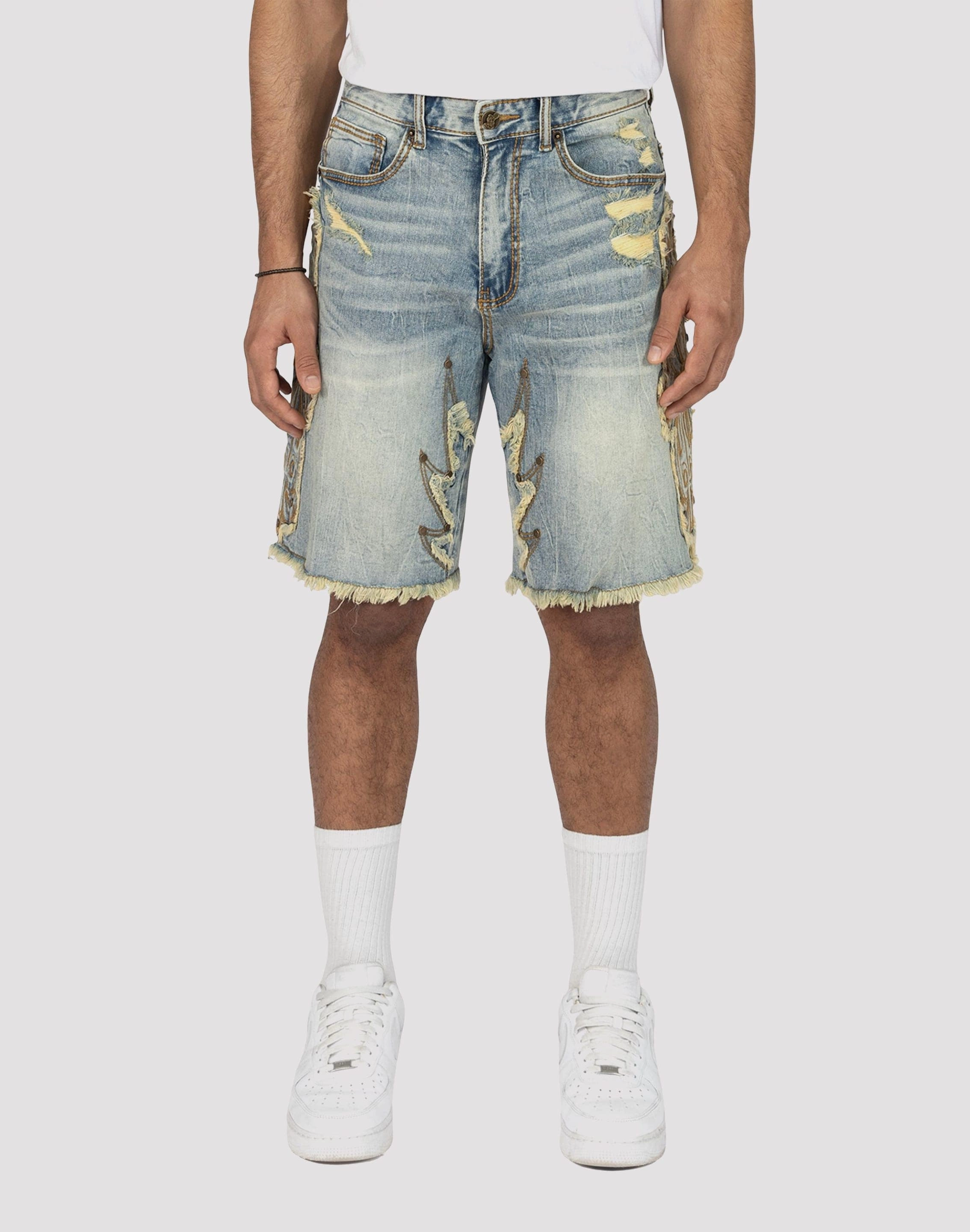 Tear Resistant Webbing walkers' stability Smoke Rise Lucca Western Denim Shorts