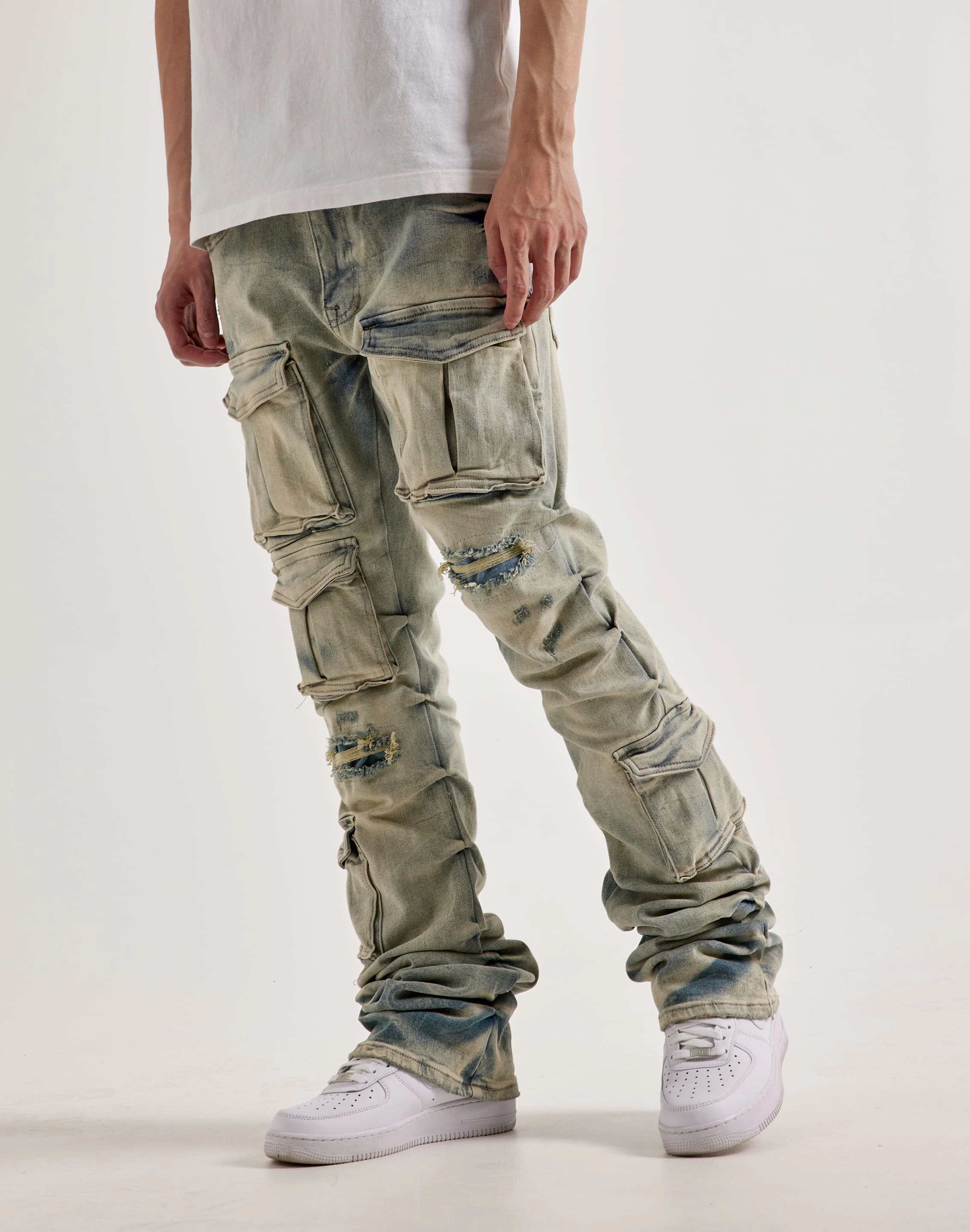 Smoke Rise Utility Pocket Stacked Flare Denim Jeans Outdoor shoes wettest